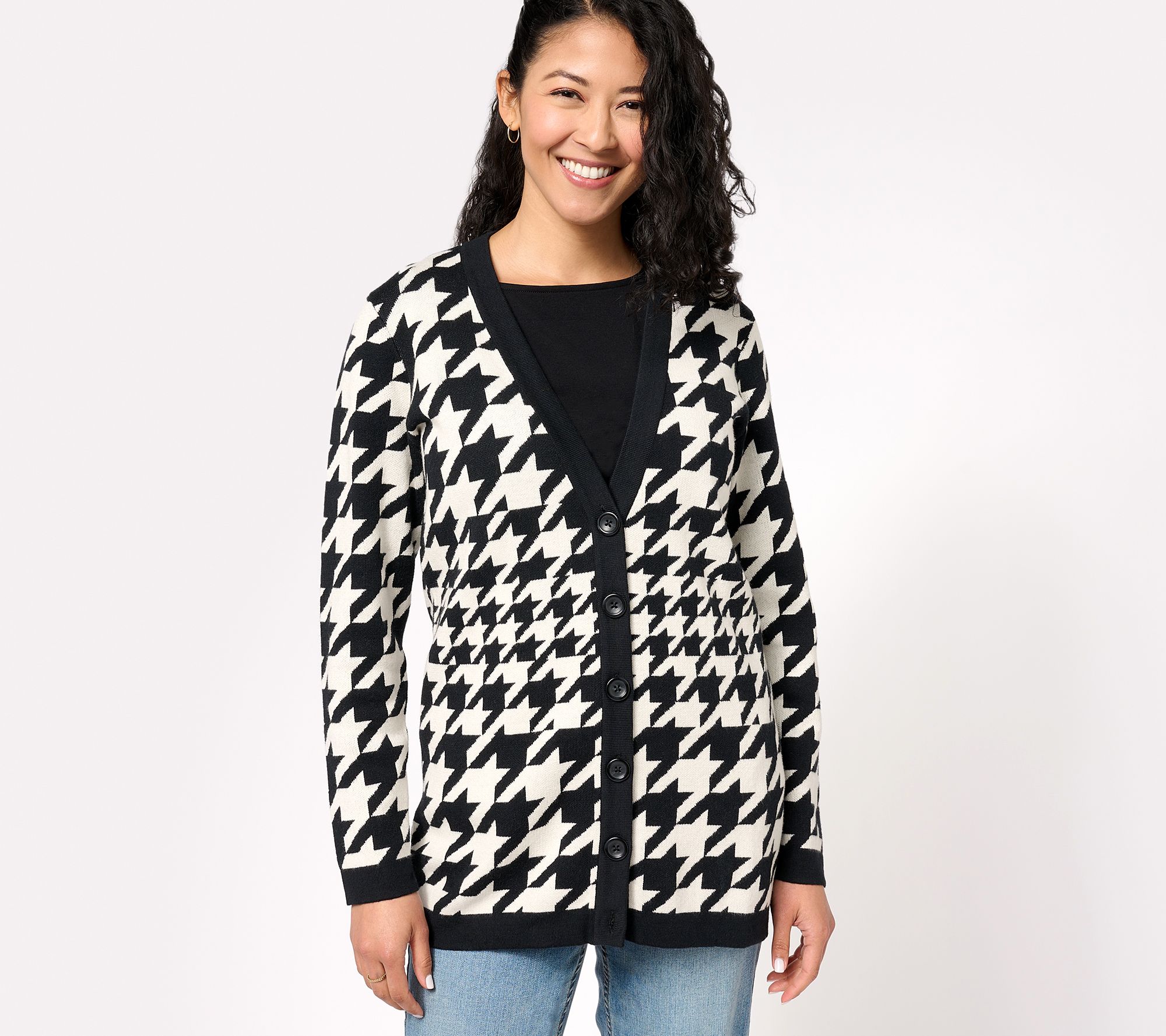 Isaac Mizrahi Live! Petite Jacquard Sweater with Illusion Waist