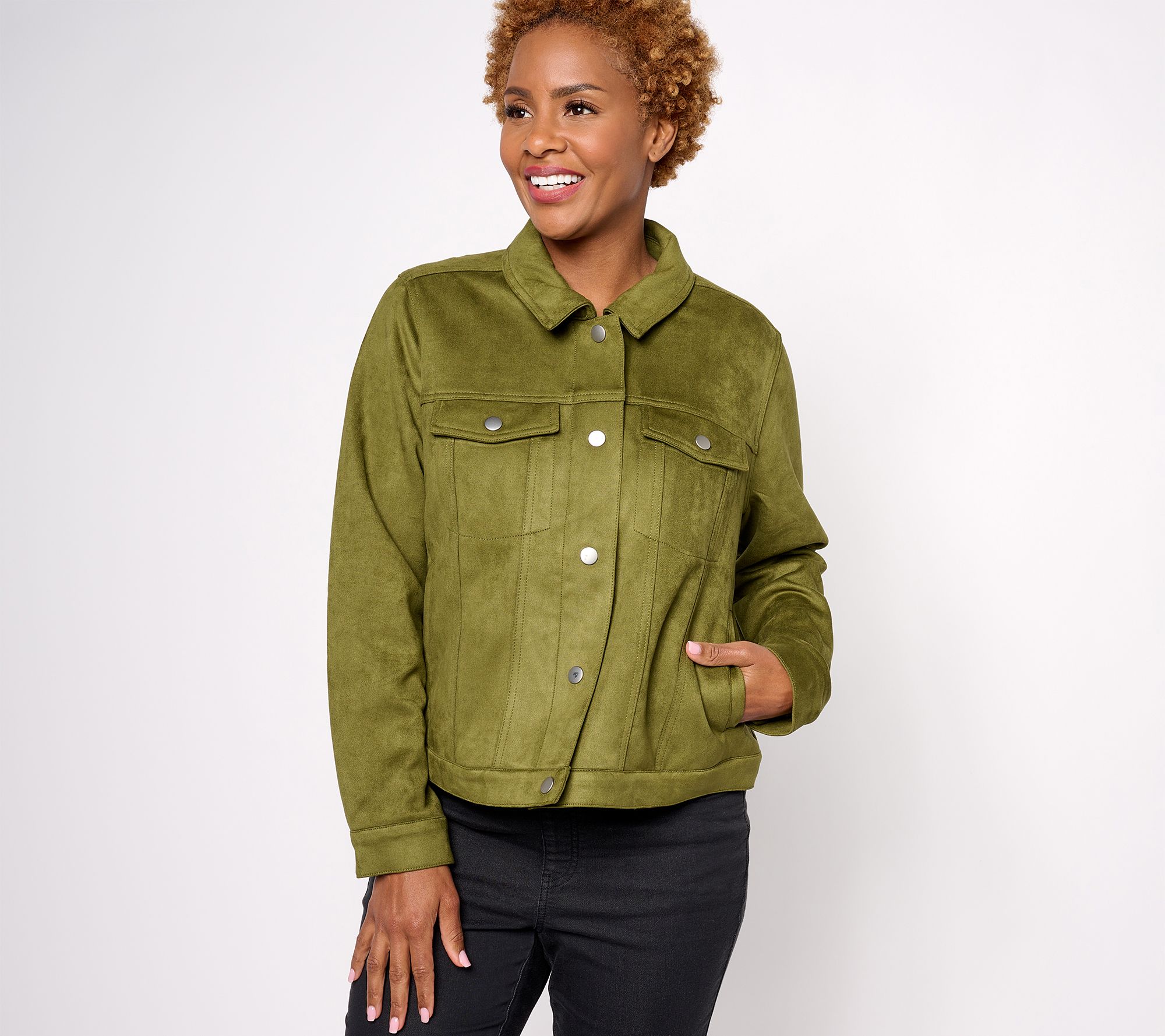Denim & Co. Adaptive Classic Faux Suede Jacket