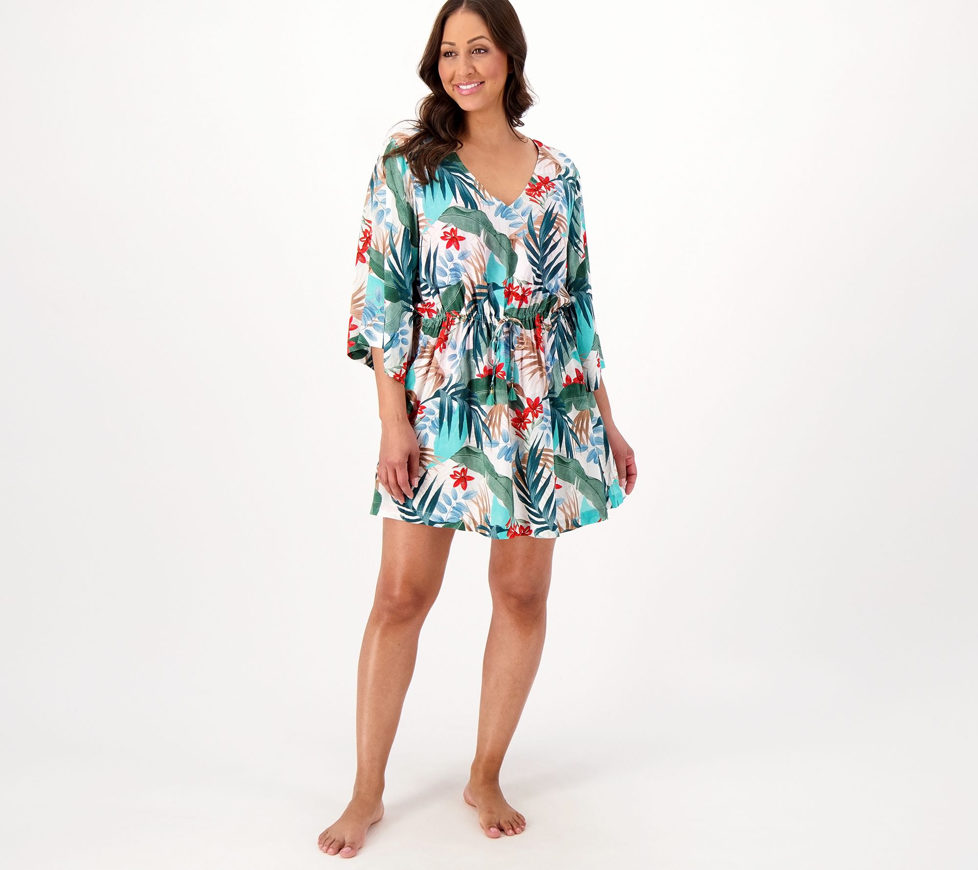 "As Is" Jantzen Woven TieWaist CoverUp Tunic Dress