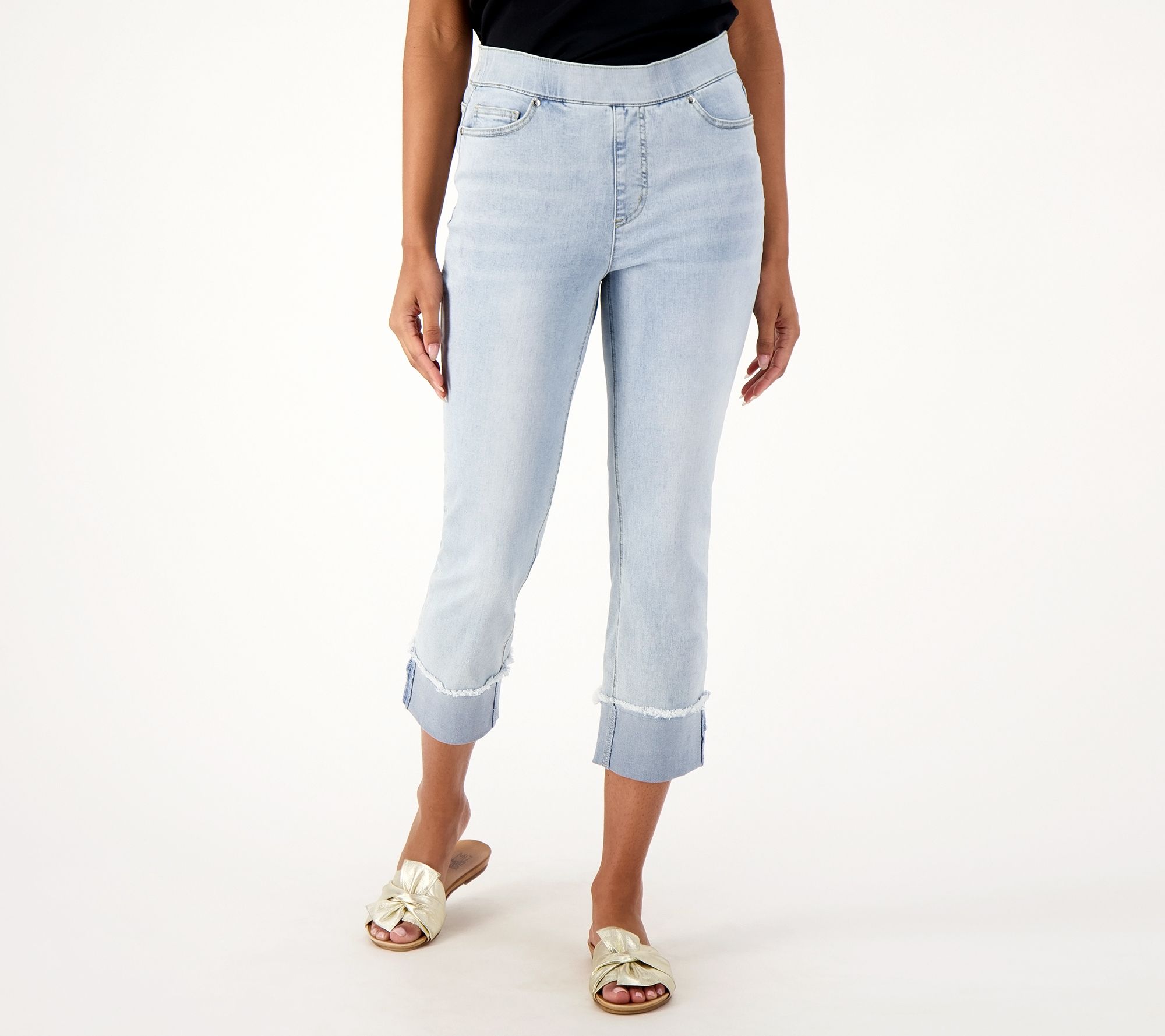 "As Is" Issac Mizrahi Live! Petite Indigo True Denim Crop Jeans w/ Cuff