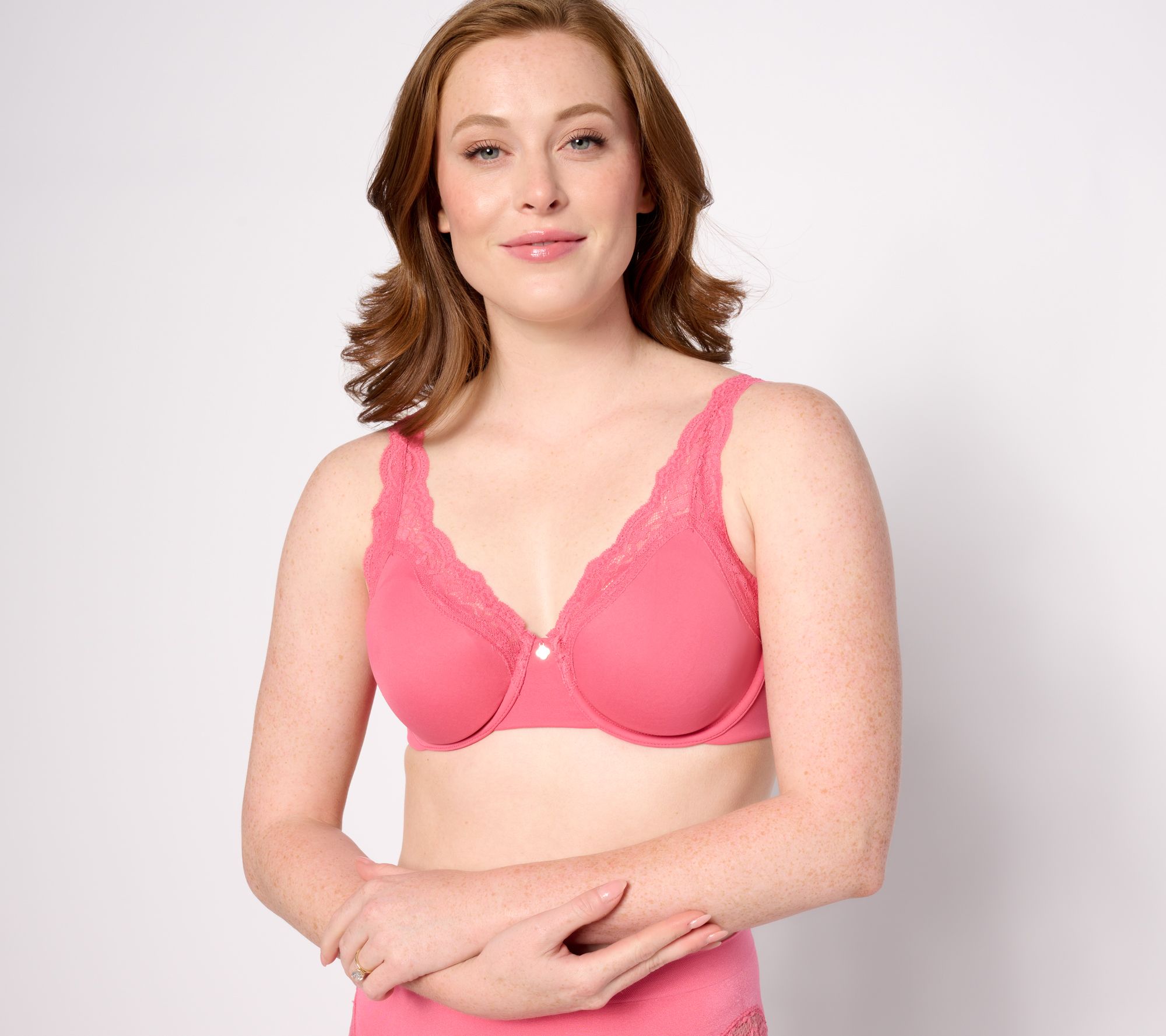 Breezies Soft Support Lace Bra-Coral-XS-NEW-A307831