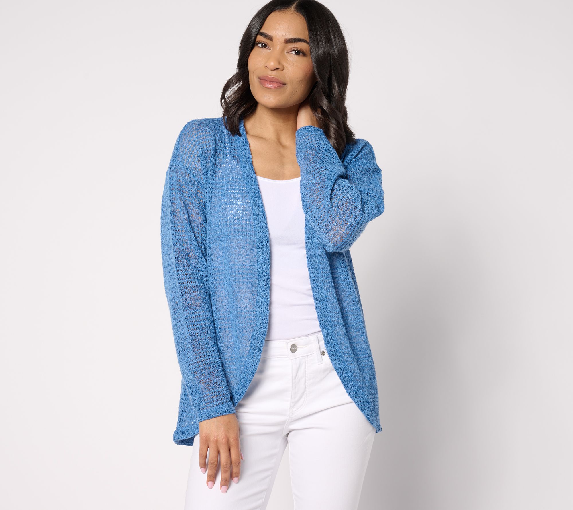 Denim & Co. Fauxchet Long Sleeve Shrug Cardigan