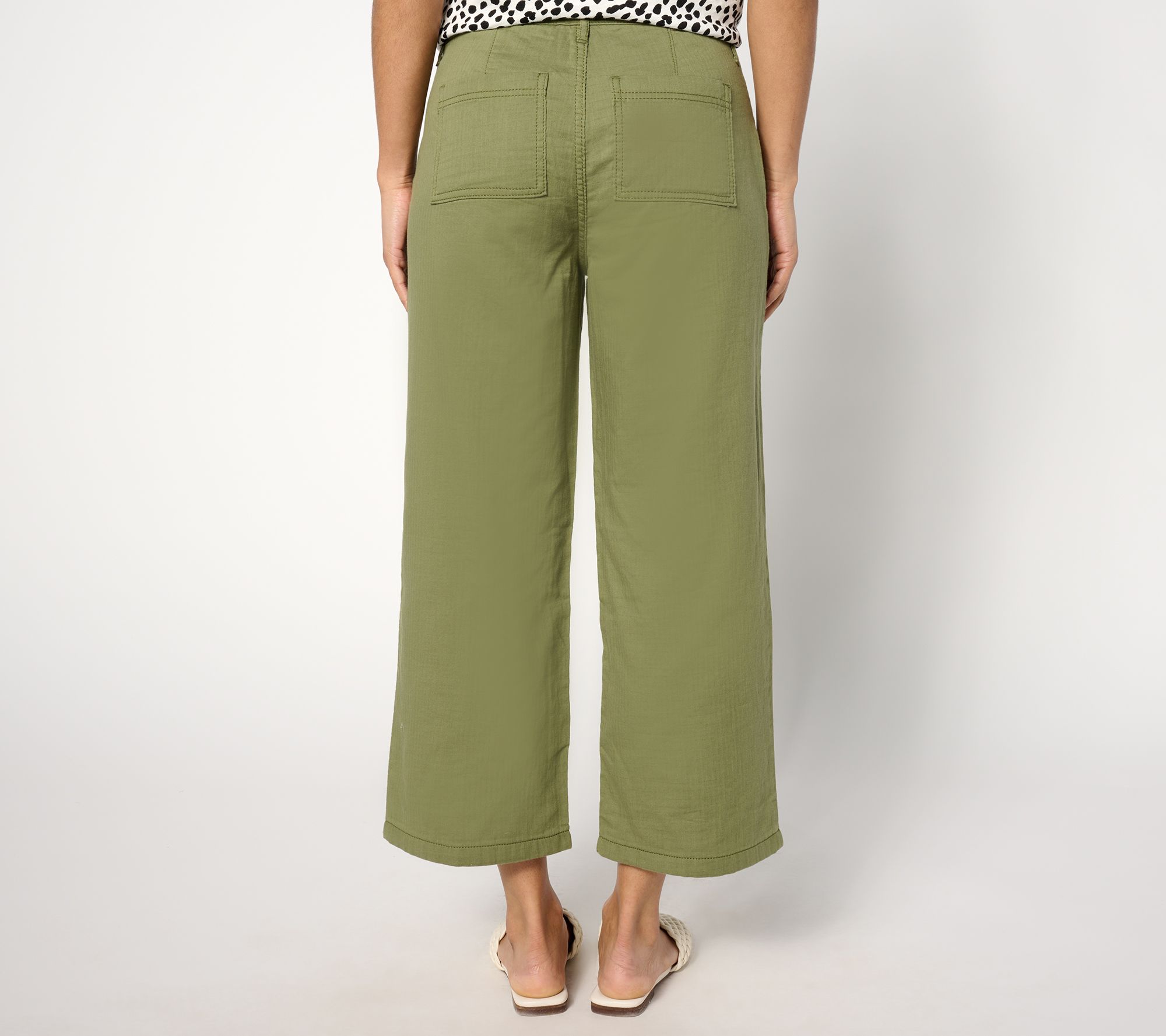 LOGO by Lori Goldstein Regular Cotton Gauze Crop Pant - QVC.com