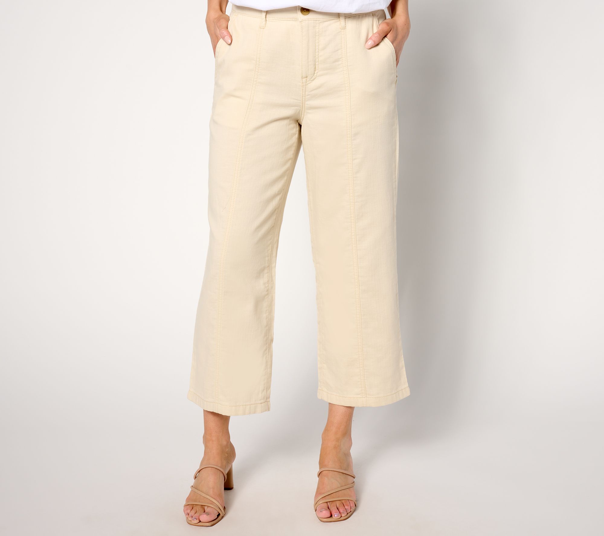 LOGO by Lori Goldstein Regular Cotton Gauze Crop Pant