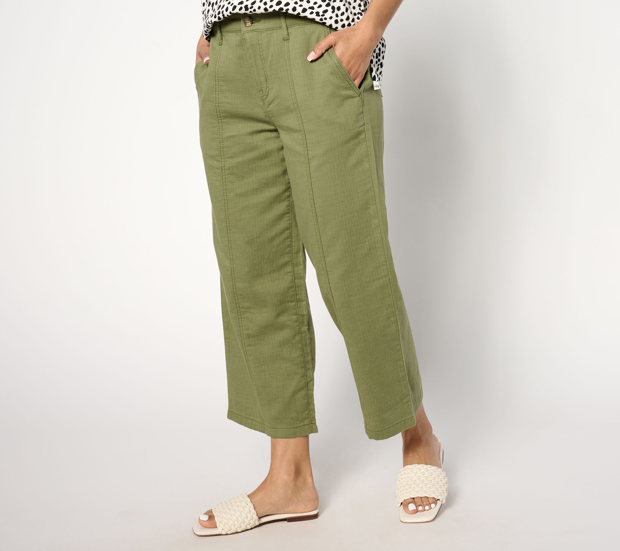 LOGO by Lori Goldstein Regular Cotton Gauze Crop Pant