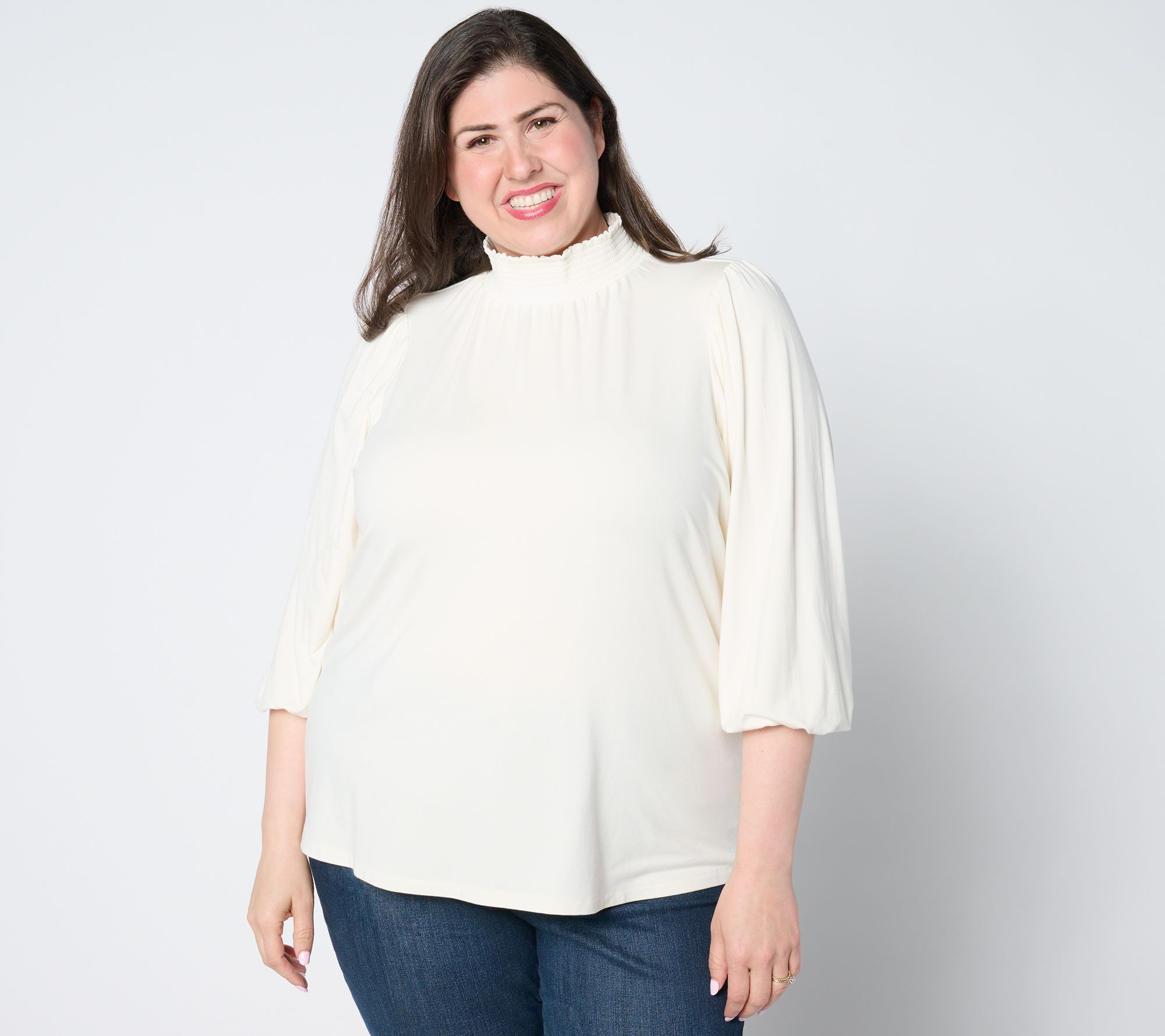 Studio Park x Ali Carr Smocked Neck Knit Top