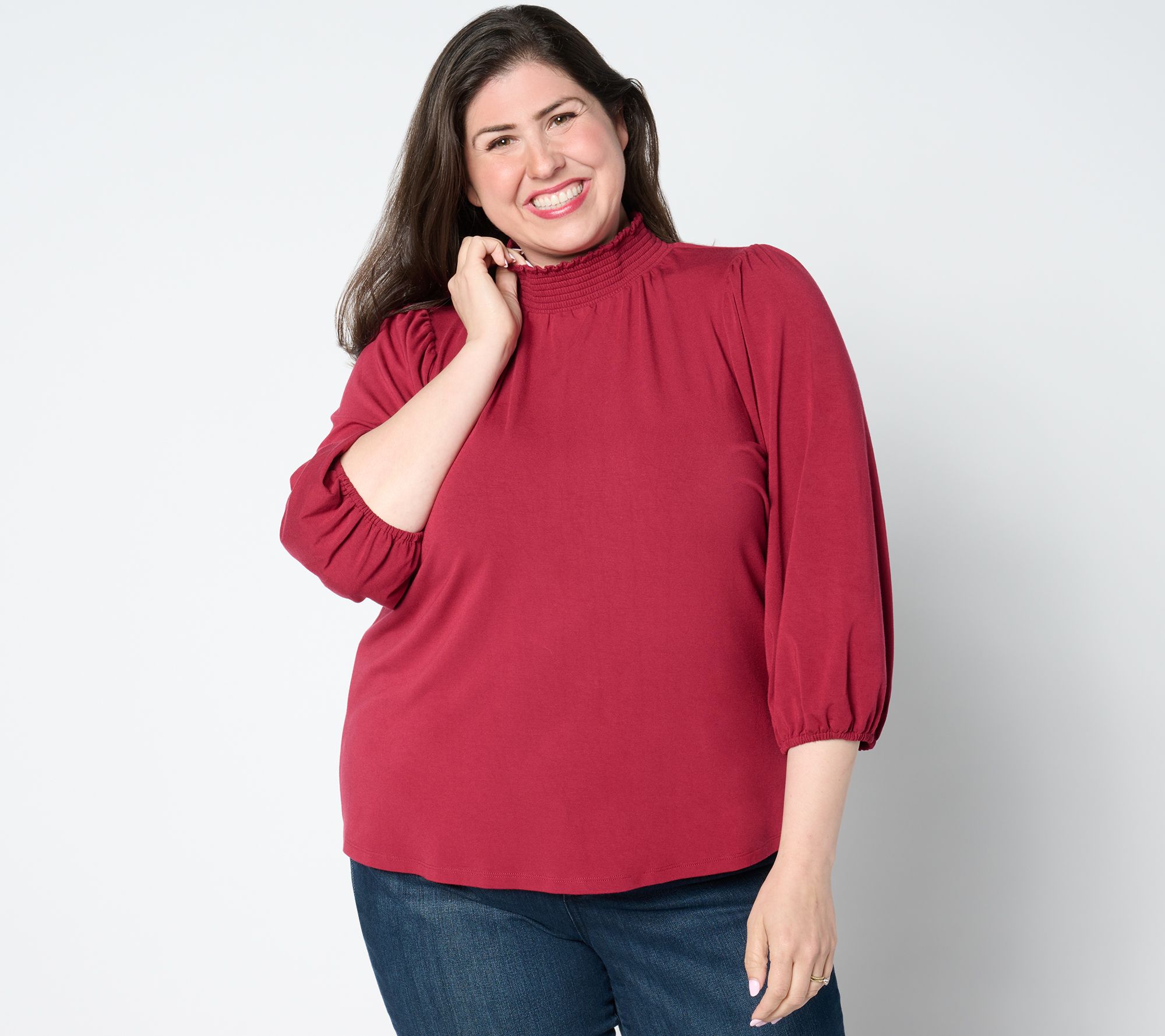 Studio Park x Ali Carr Smocked Neck Knit Top