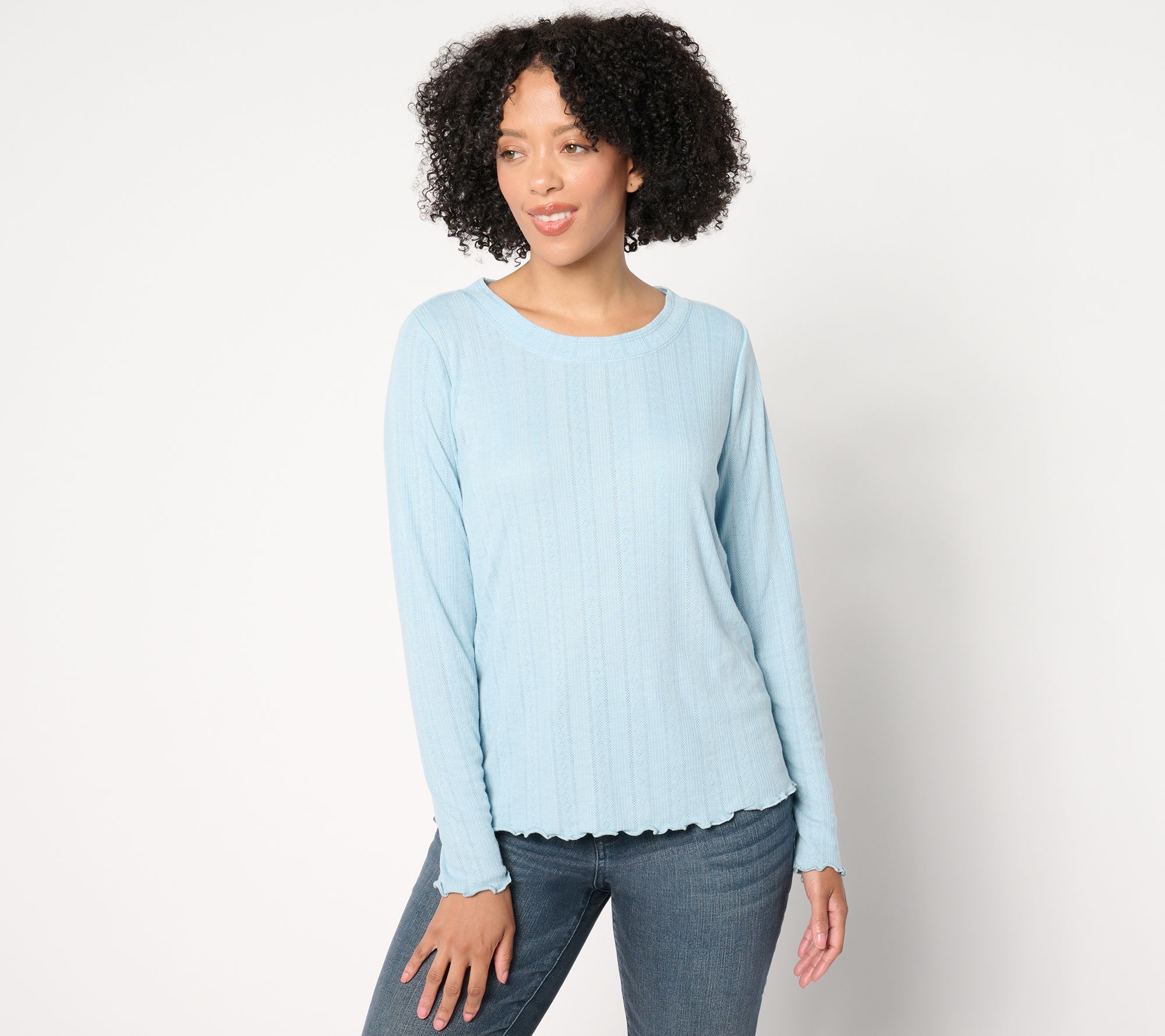 Me by Jennie Garth Palamino Pointelle Knit Crewneck Tee