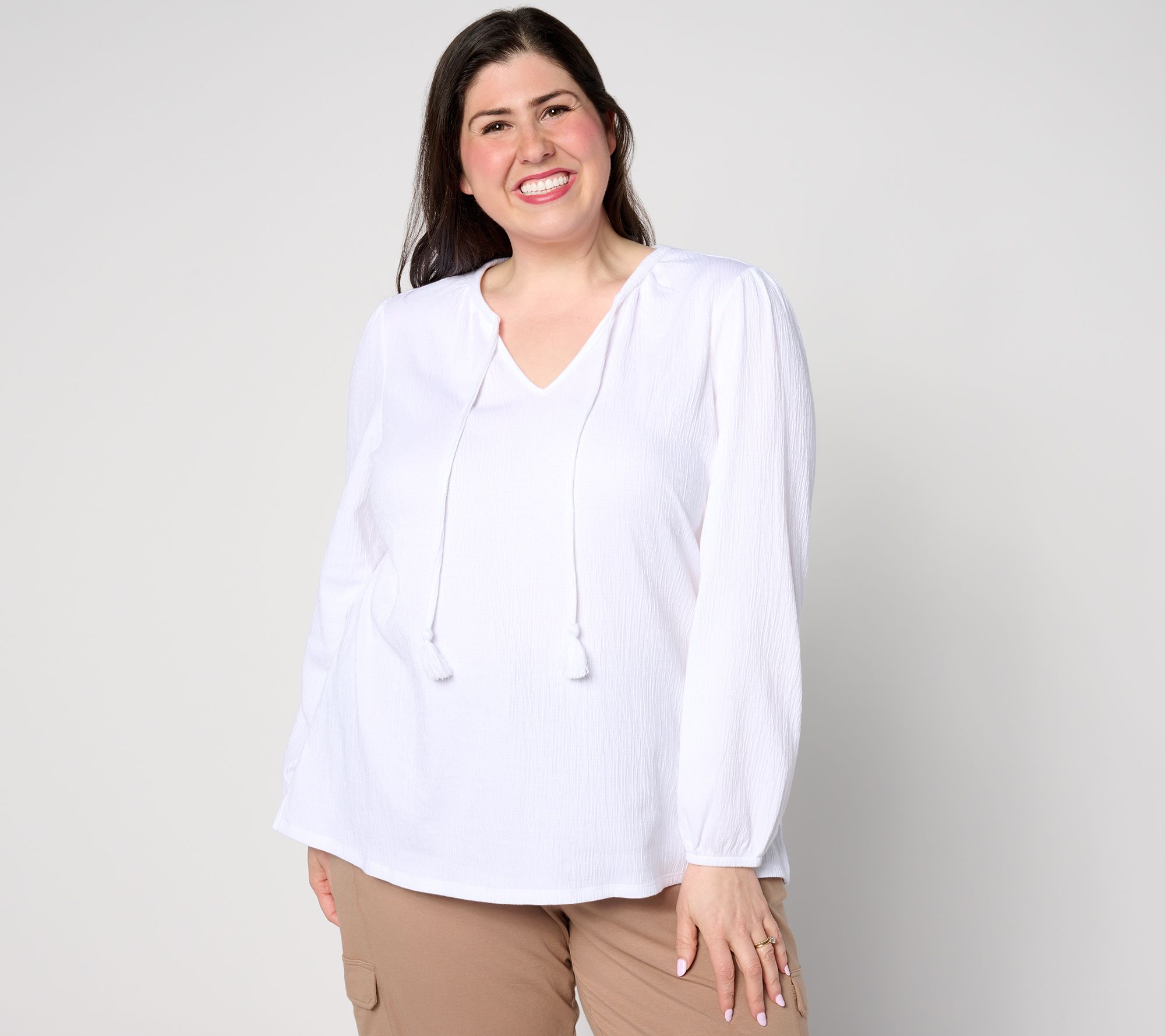 "As Is" Belle by Kim Gravel Packabelle Tassel Peasant Top