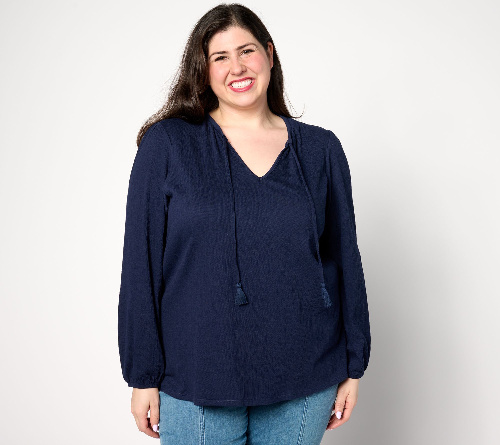 "As Is" Belle by Kim Gravel Packabelle Tassel Peasant Top