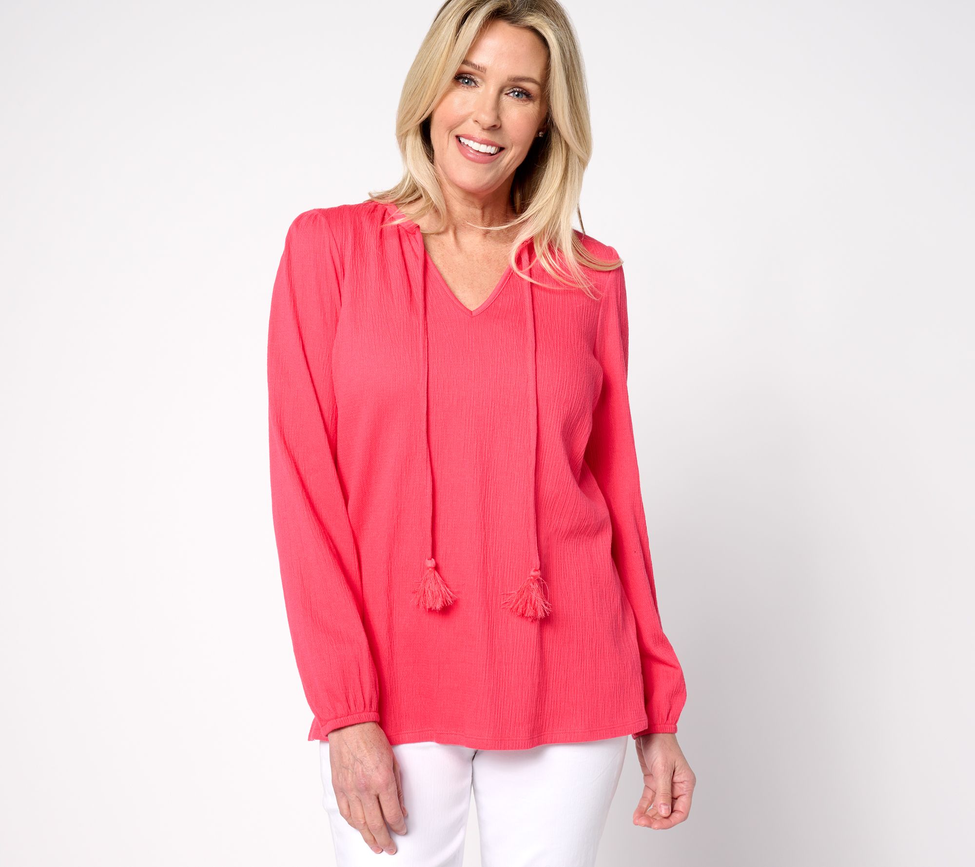 "As Is" Belle by Kim Gravel Packabelle Tassel Peasant Top