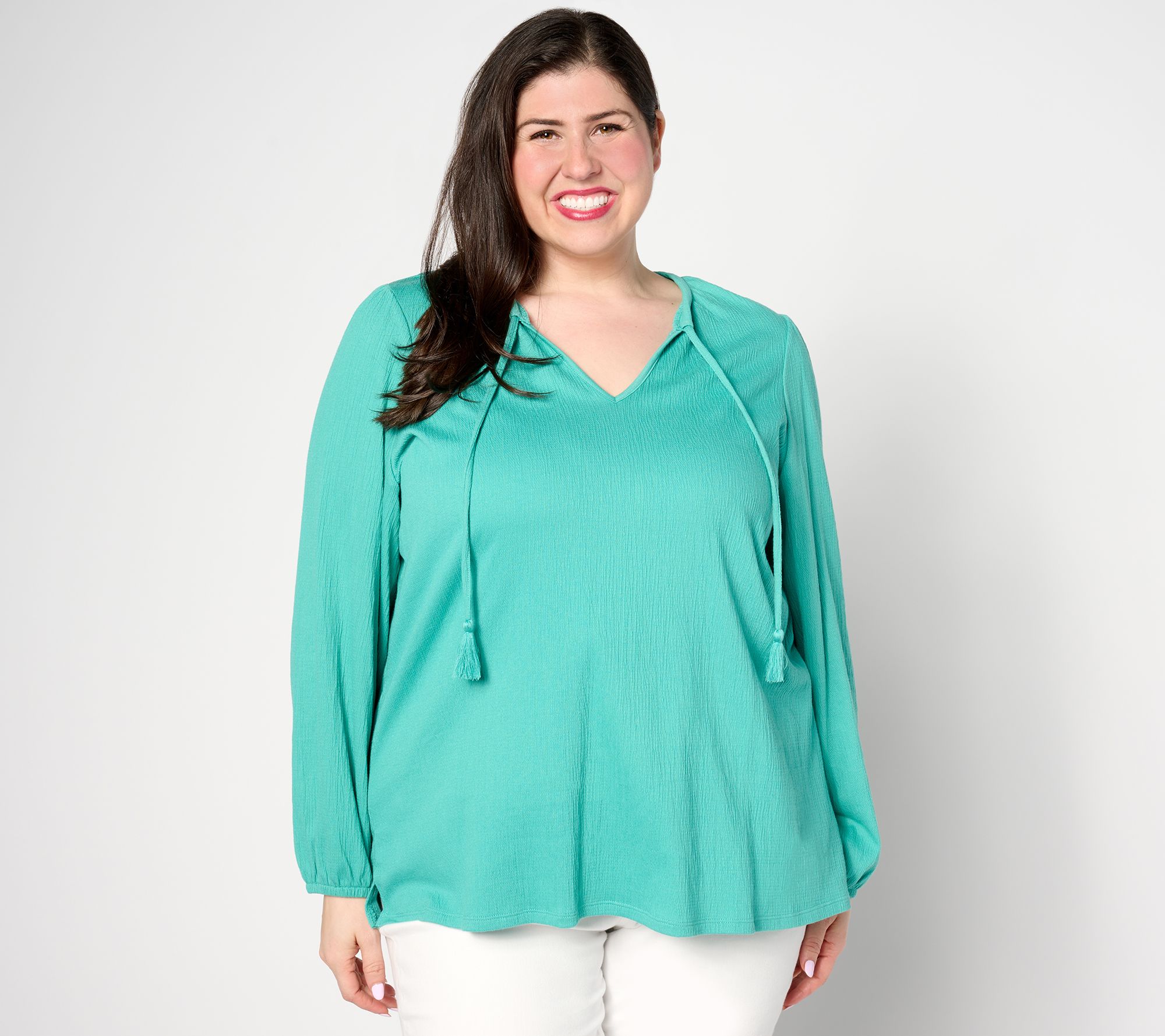 "As Is" Belle by Kim Gravel Packabelle Tassel Peasant Top