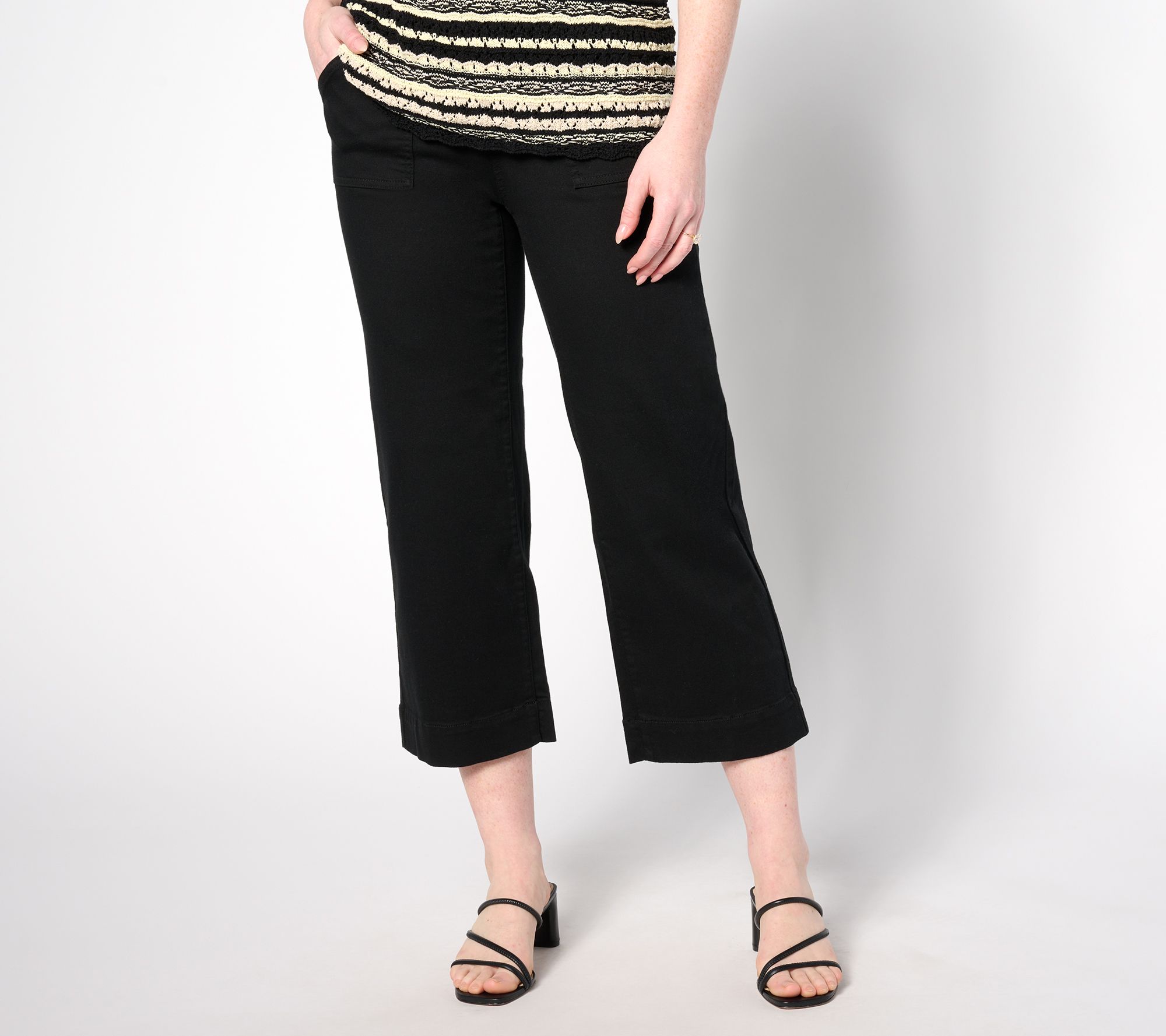 "As Is" Belle by Kim Gravel Reg TripleLuxe Twill Wide Leg Cropped Pants