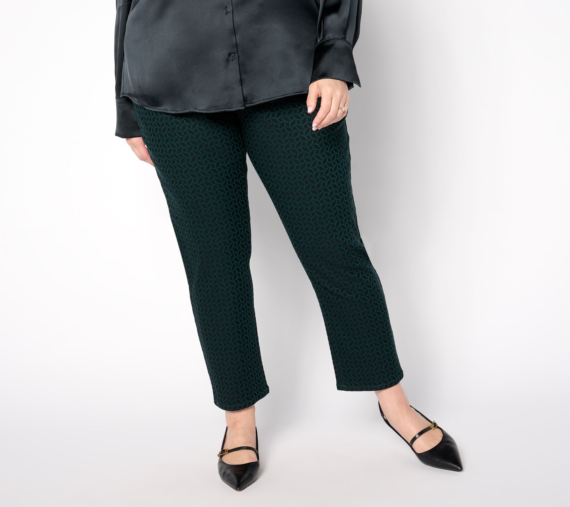 Joan Rivers Regular Jacquard Geo Straight Leg Ankle Pant