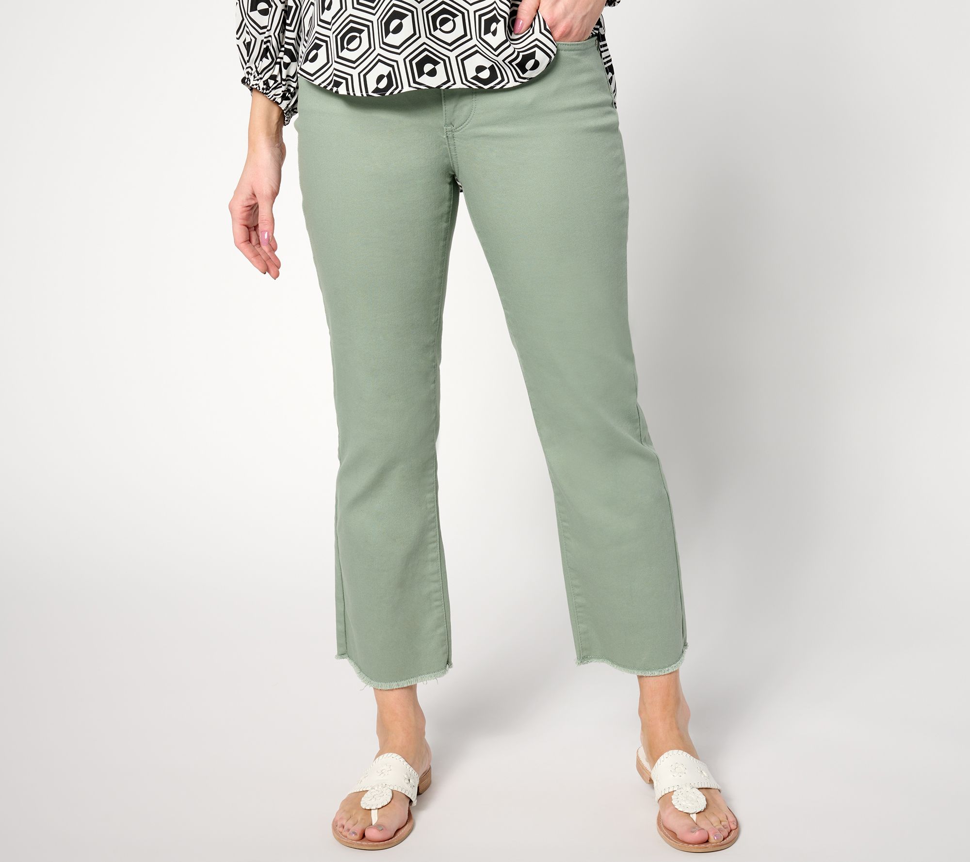 "As Is" NYDJ Marilyn Ankle with Fray Hem in Cool Embrace -Lily Pad