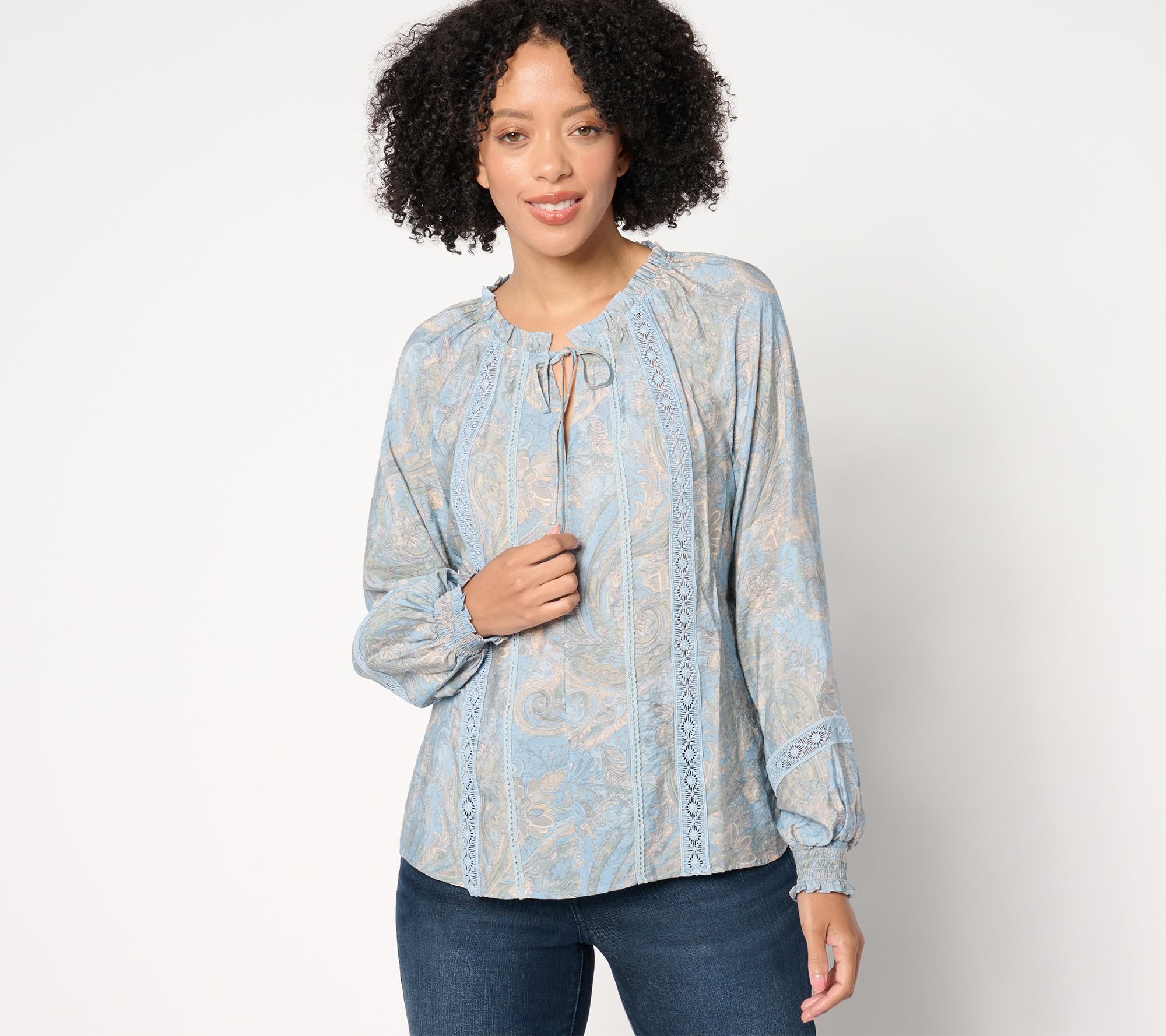 "As Is" Me by Jennie Garth Eleanor Woven Blouse with Ruffle Detail
