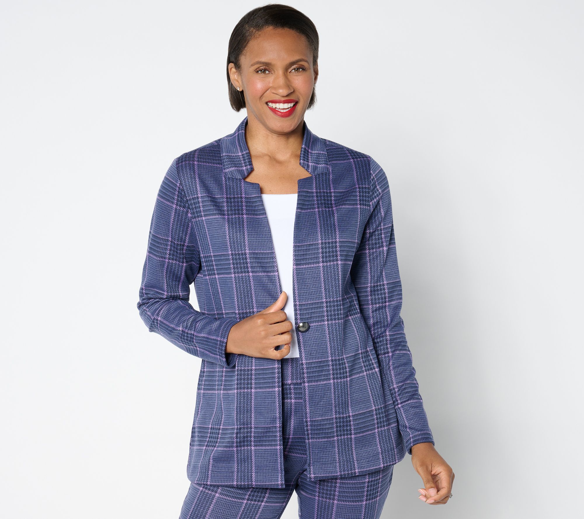 "As Is" Denim & Co. Signature Knit Jacquard Open Front Jacket