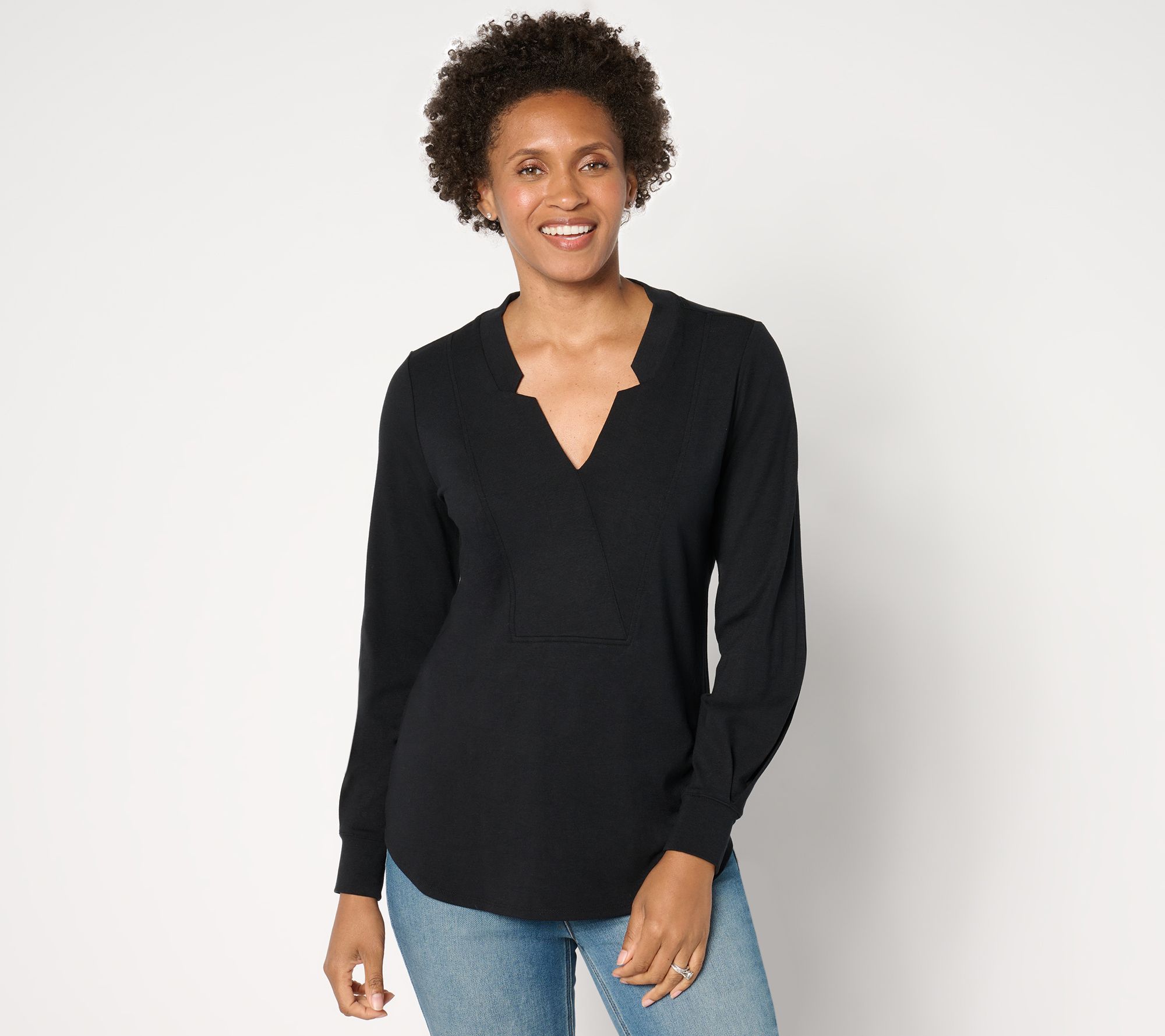 "As Is" BEAUTIFUL by Lawrence Zarian Overlap V-Neck Long Sleeve Top