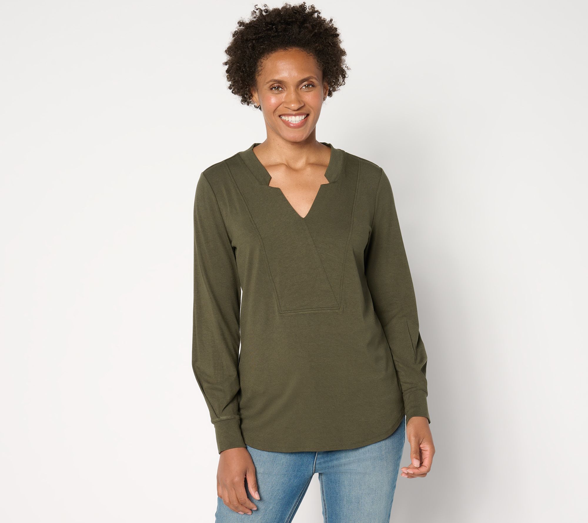 "As Is" BEAUTIFUL by Lawrence Zarian Overlap V-Neck Long Sleeve Top