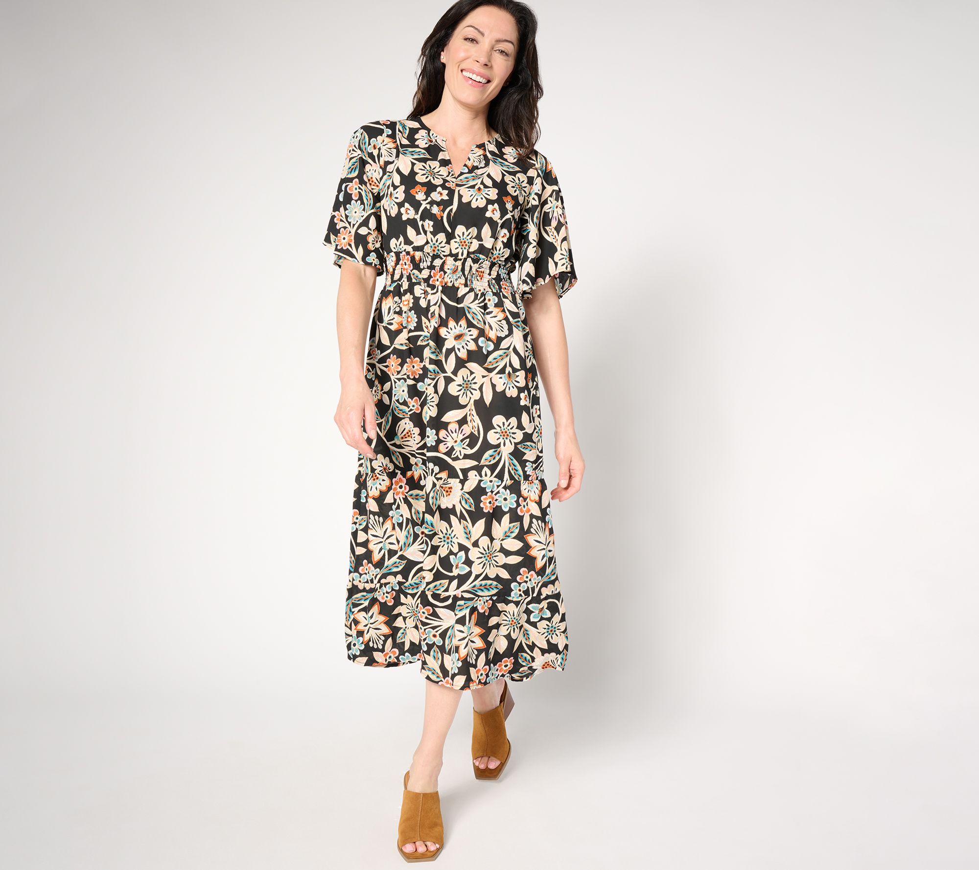 "As Is" Belle Boho by Kim Gravel Floral Dreams Tiered Flutter Dress