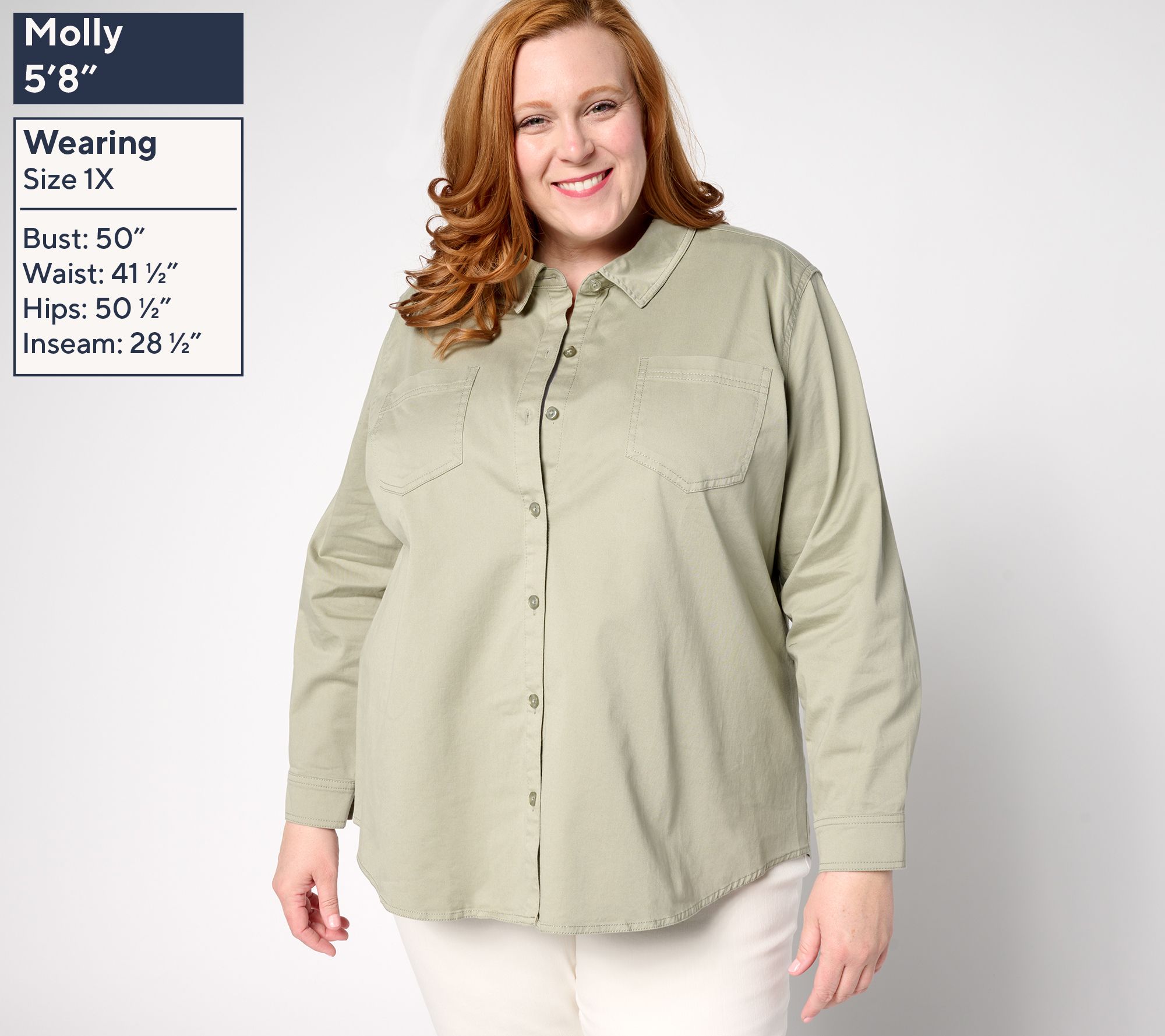Martha Stewart Signature Button-Front Colored Denim Shirt - QVC.com