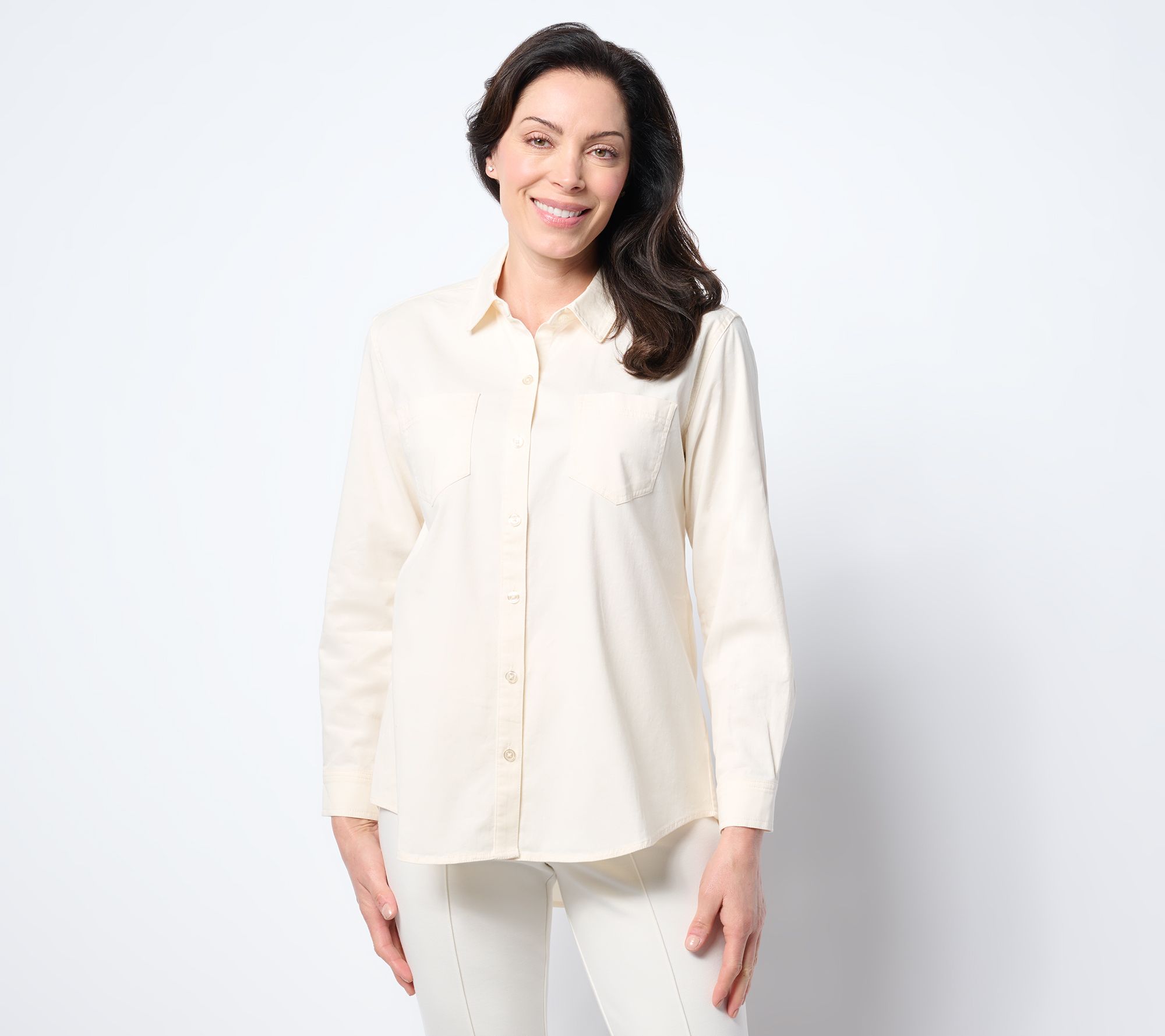 Martha Stewart Signature Button-Front Colored Denim Shirt