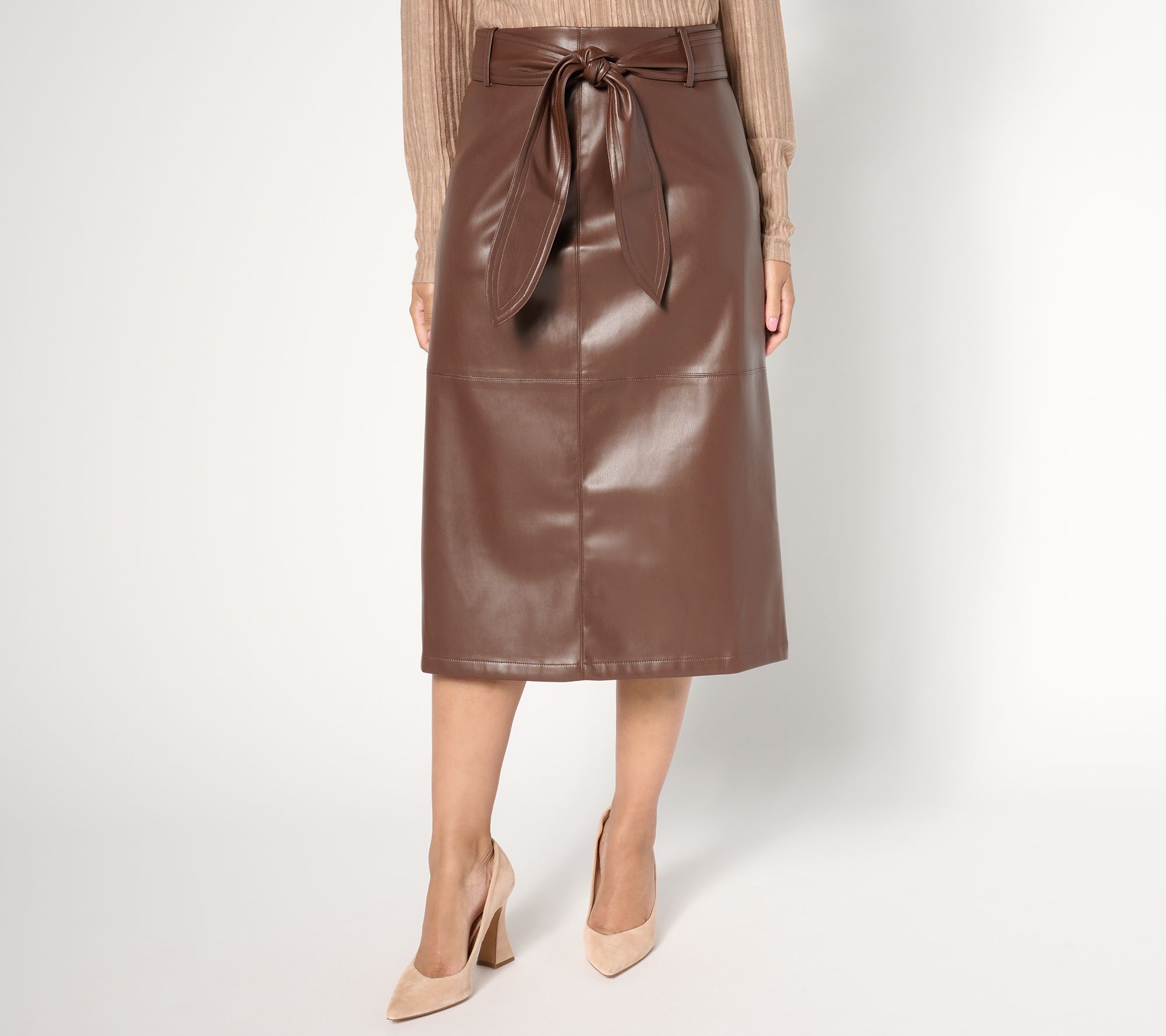 "As Is" BEAUTIFUL by Lawrence Zarian Petite Faux Leather Skirt