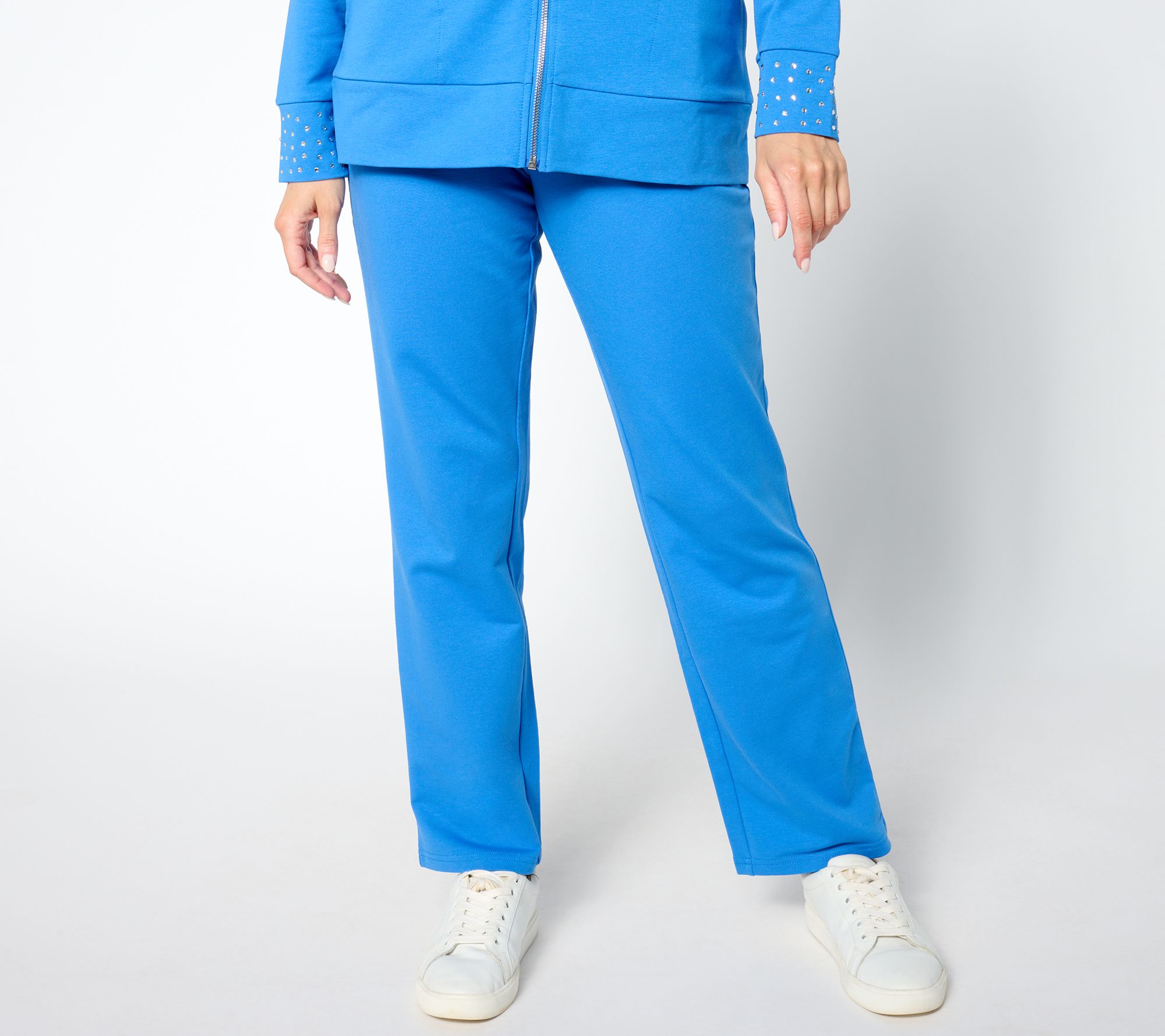 "As Is" Quacker Factory Short French Terry Full Length Straight Pant