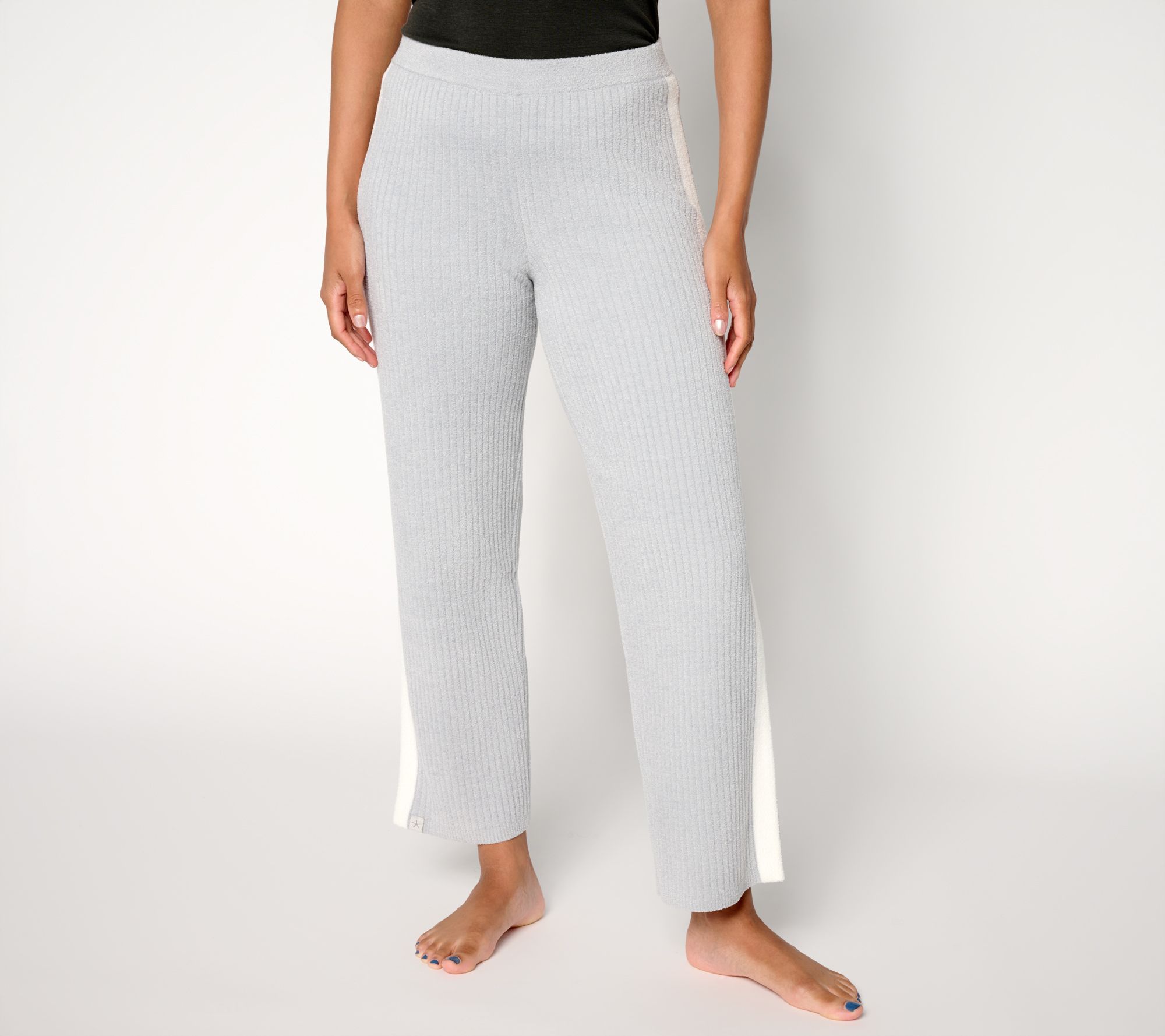 Barefoot Dreams Petite CozyChic Ultra Lite Contrast Stripe Rib Ankle Pant