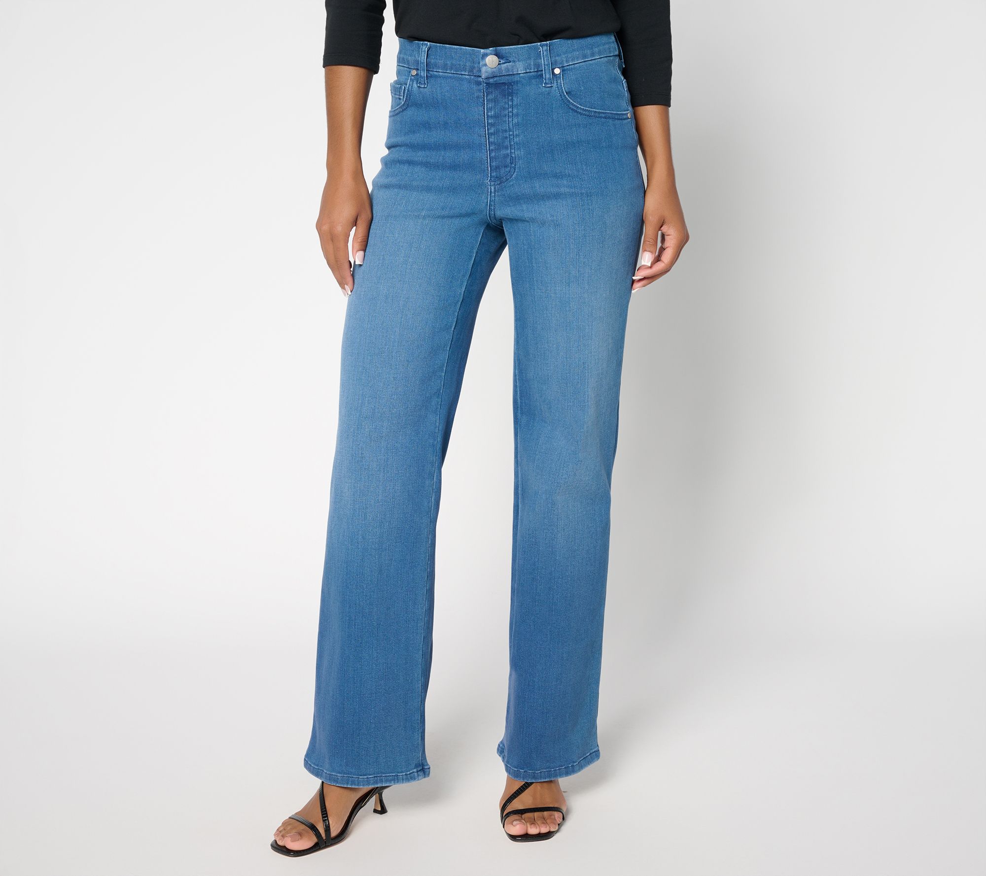 Women with Control Contour Curves Petite Indigo Wide Leg Jeans