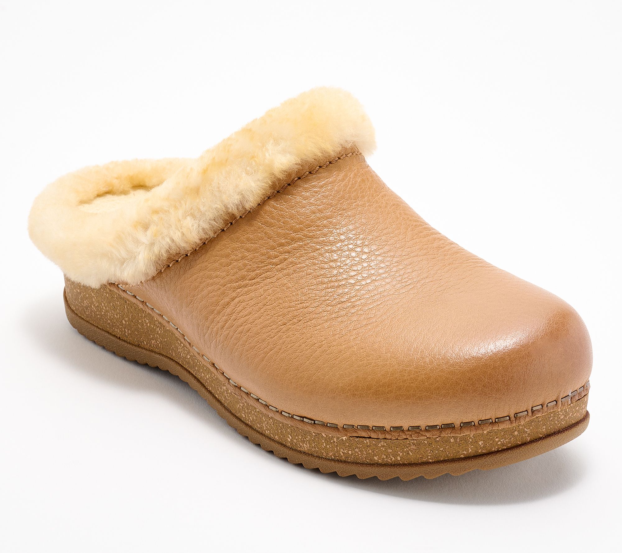 As Is Dansko Leather Shearling Lined Clogs- Magda