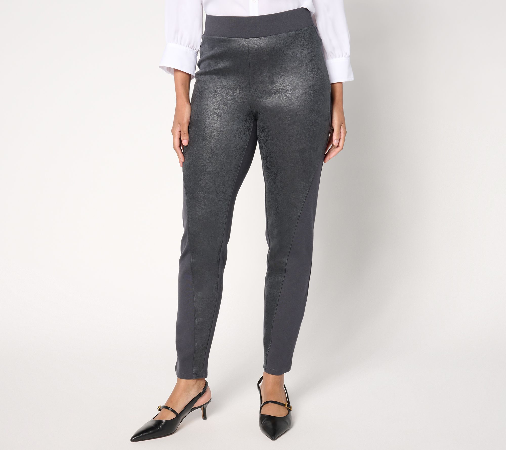 "As Is" Women with Control Petite Mixed Media Pants