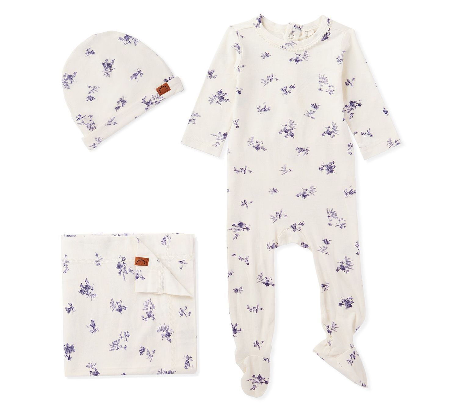 MiniMoi Baby Girls Floral Rayon from Bamboo Toile Footie Set