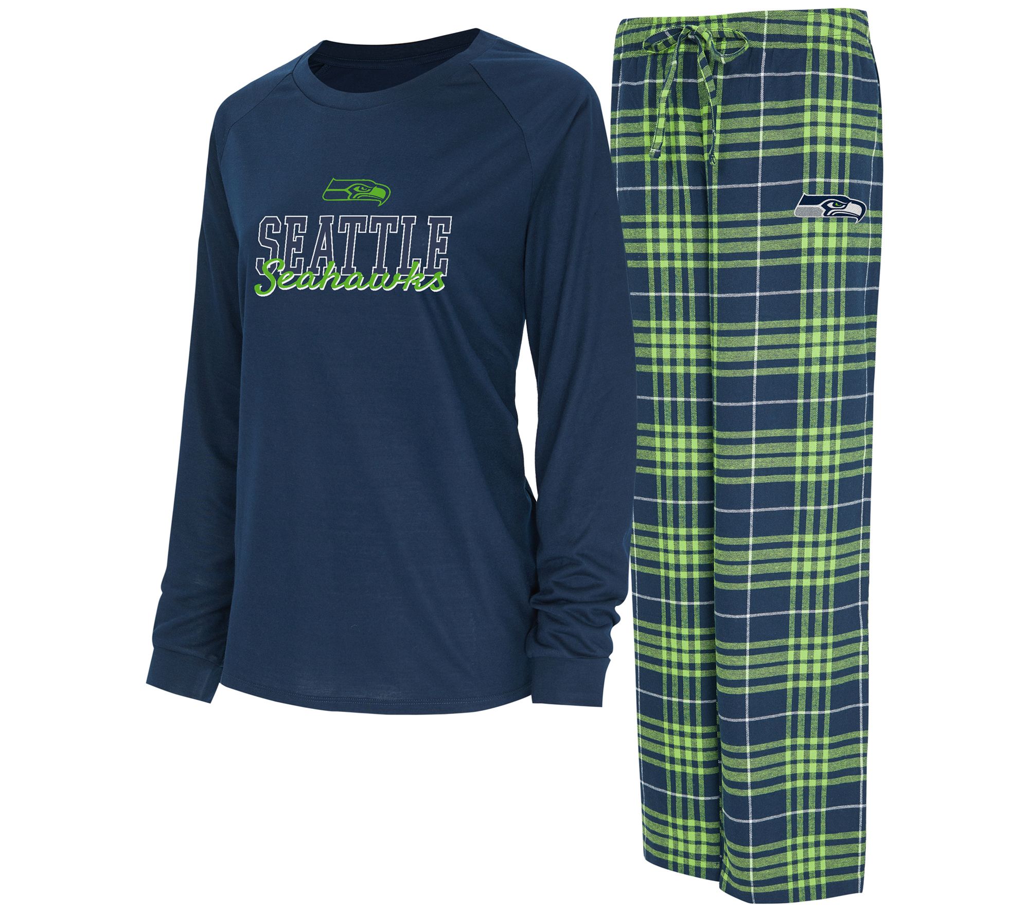 "As Is" NFL Women's Long Sleeve Tee & Flannel Pajama Set