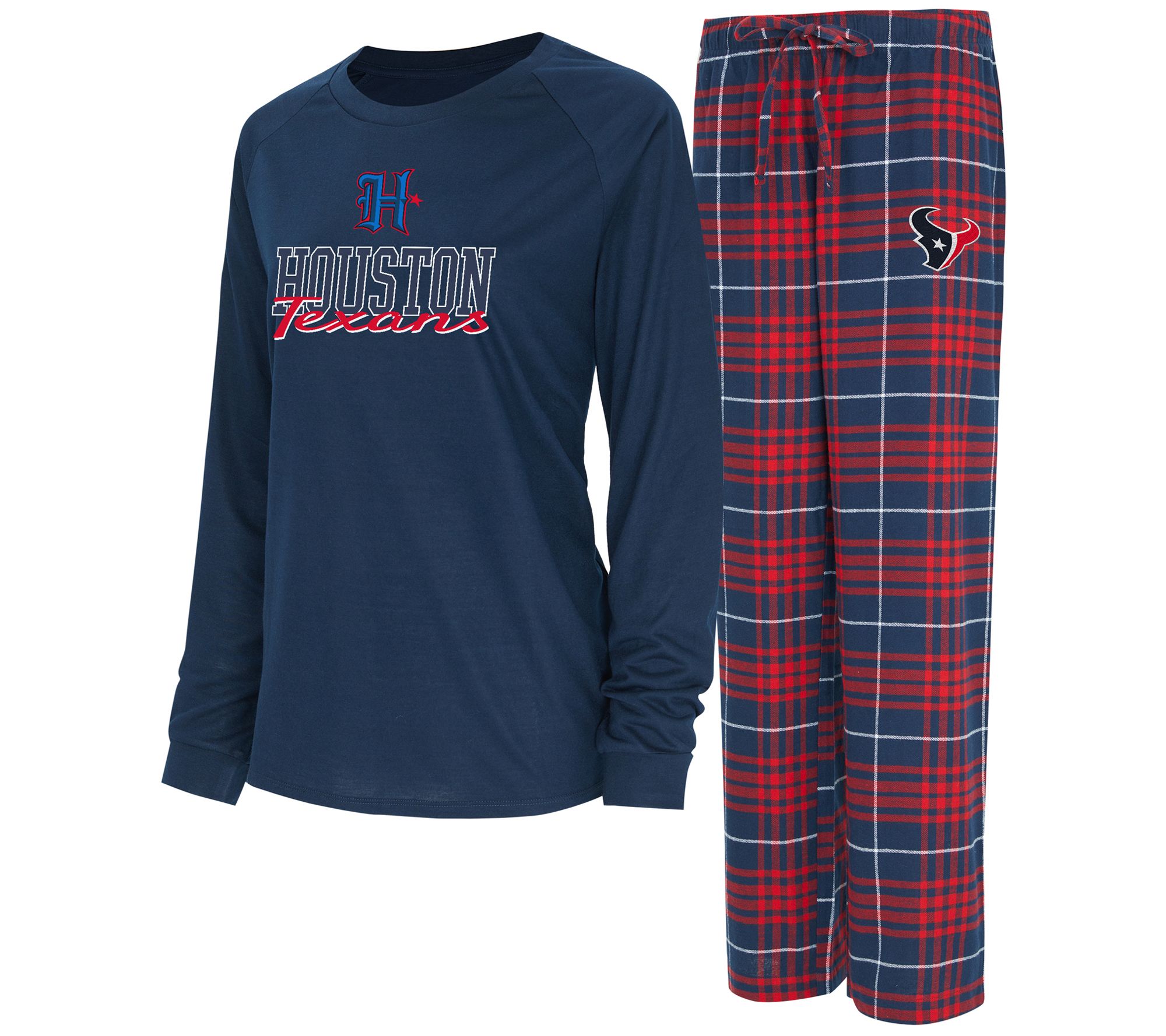 "As Is" NFL Women's Long Sleeve Tee & Flannel Pajama Set