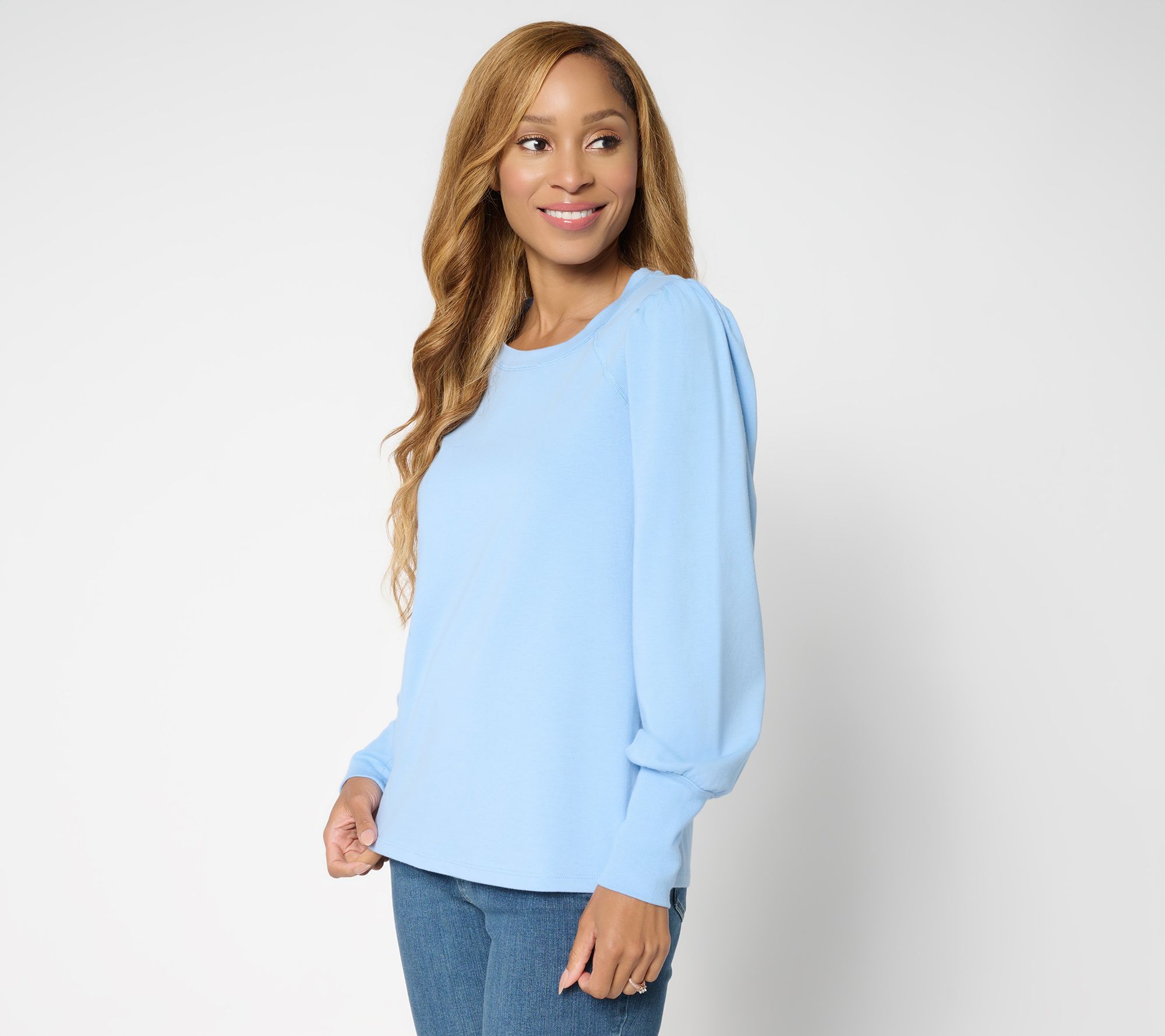 Studio Park x Amy Stran Puff Sleeve Baseball Tee - QVC.com