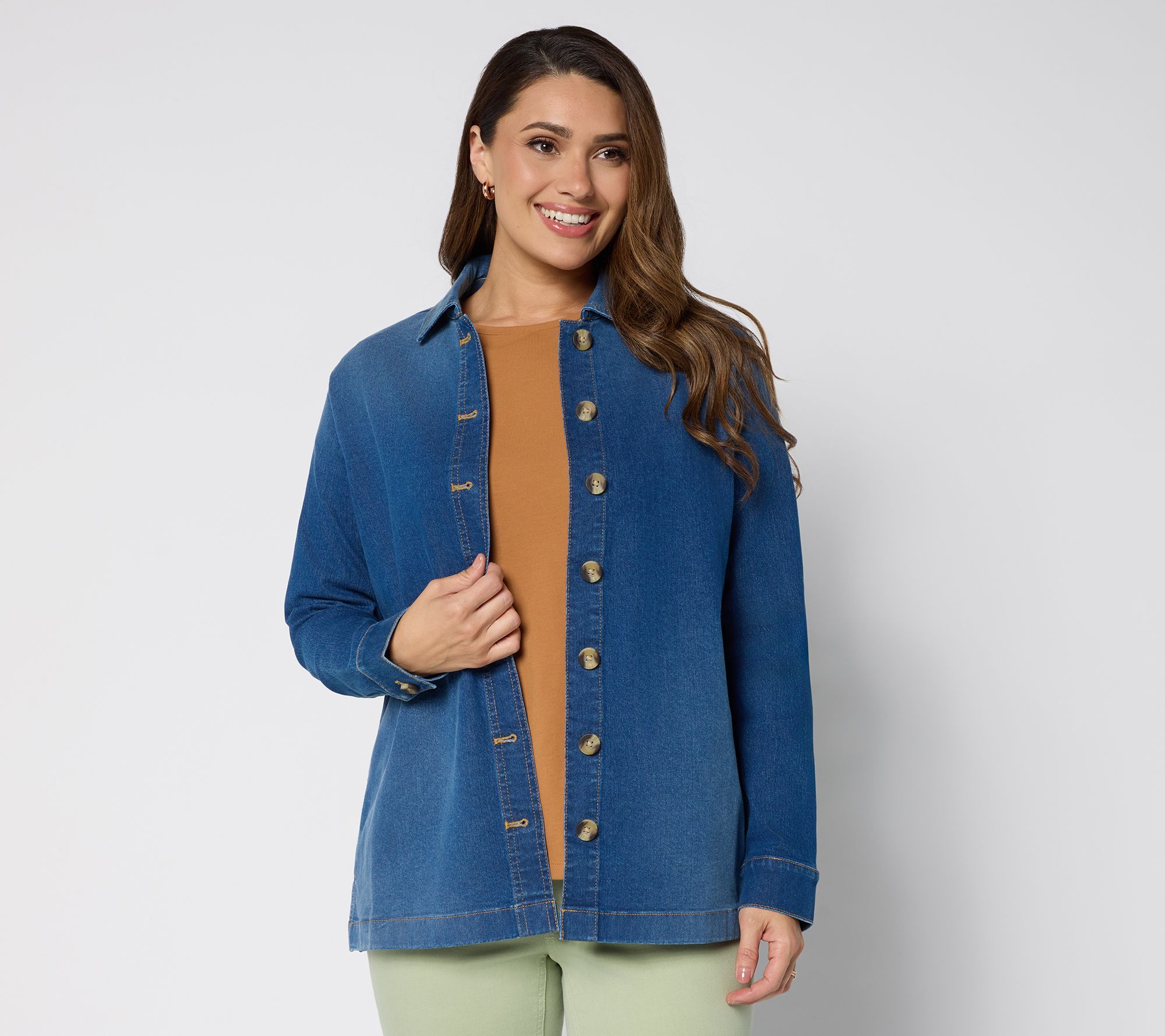 Denim & Co. Regular Classic Stretch Button Front Denim Jacket