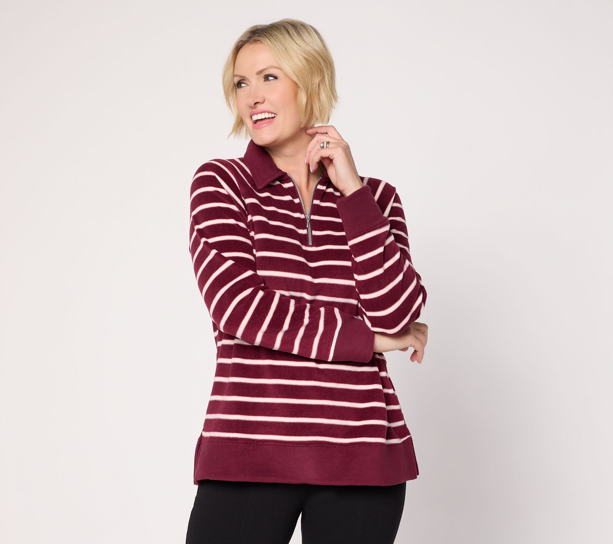 Cuddl Duds Fleecewear with Stretch Collared Zip Up