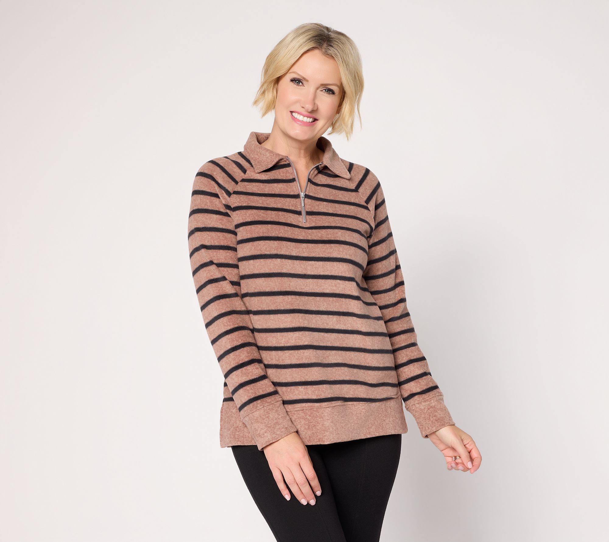 Cuddl Duds Fleecewear with Stretch Collared Zip Up