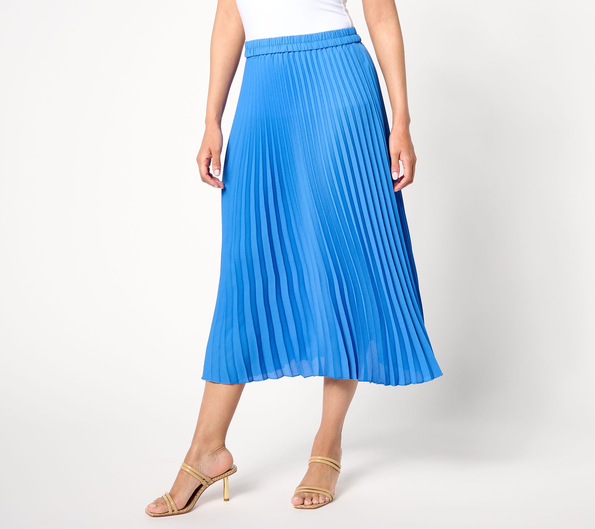 "As Is" Dennis Basso Regular Woven Pleated Pull-On Skirt