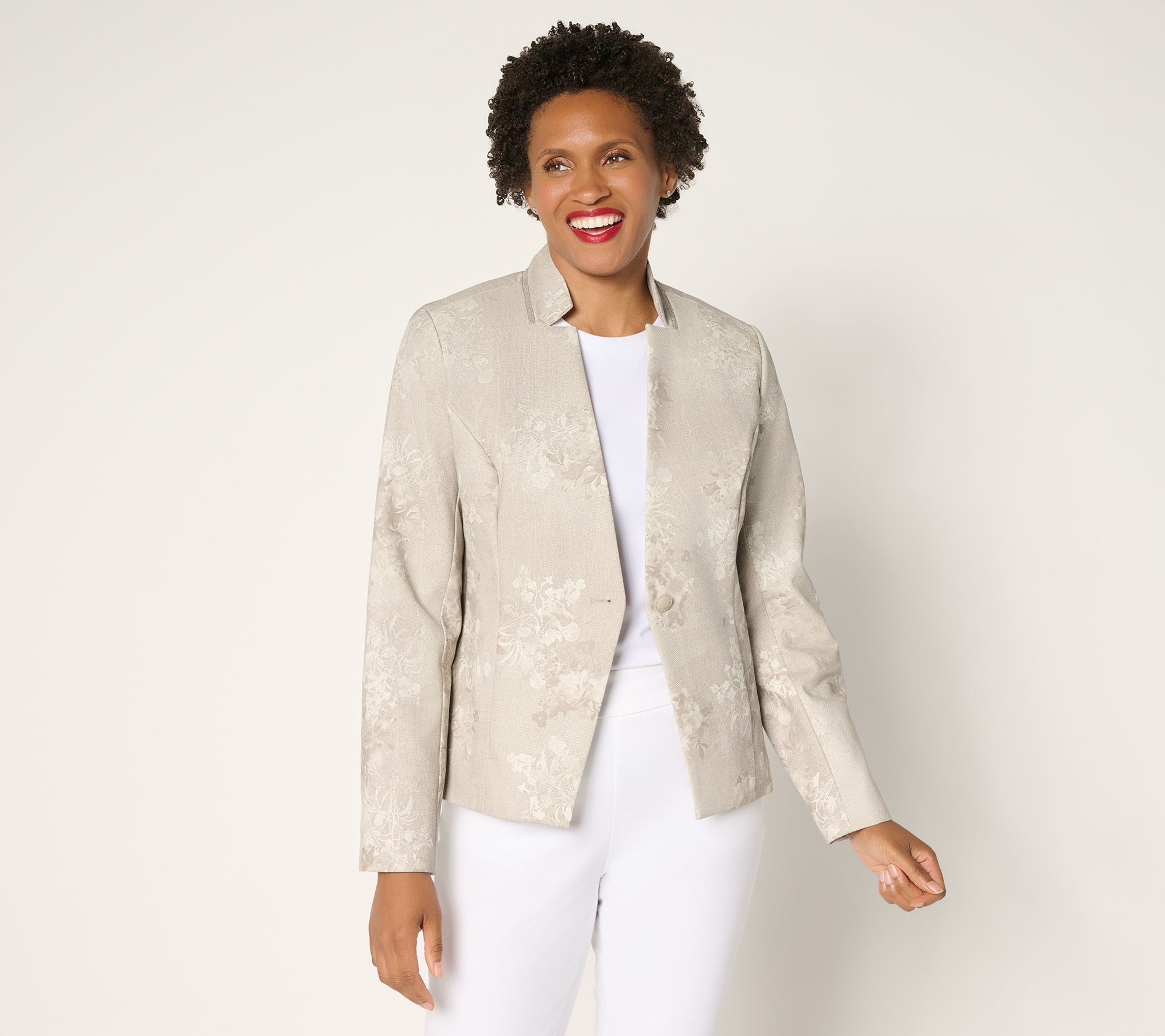 Attitudes by Renee Printed Faux Leather Blazer