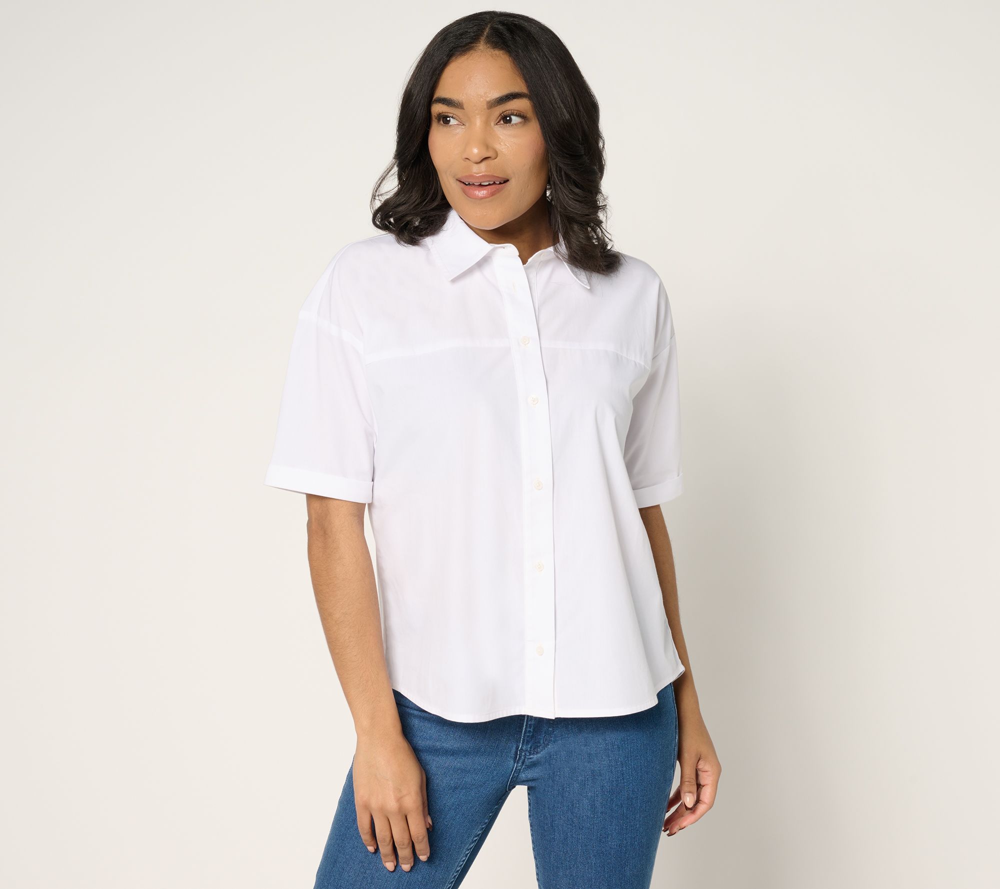 "As Is" Attitudes by Renee Button Front Shirt w/ Knot Detail