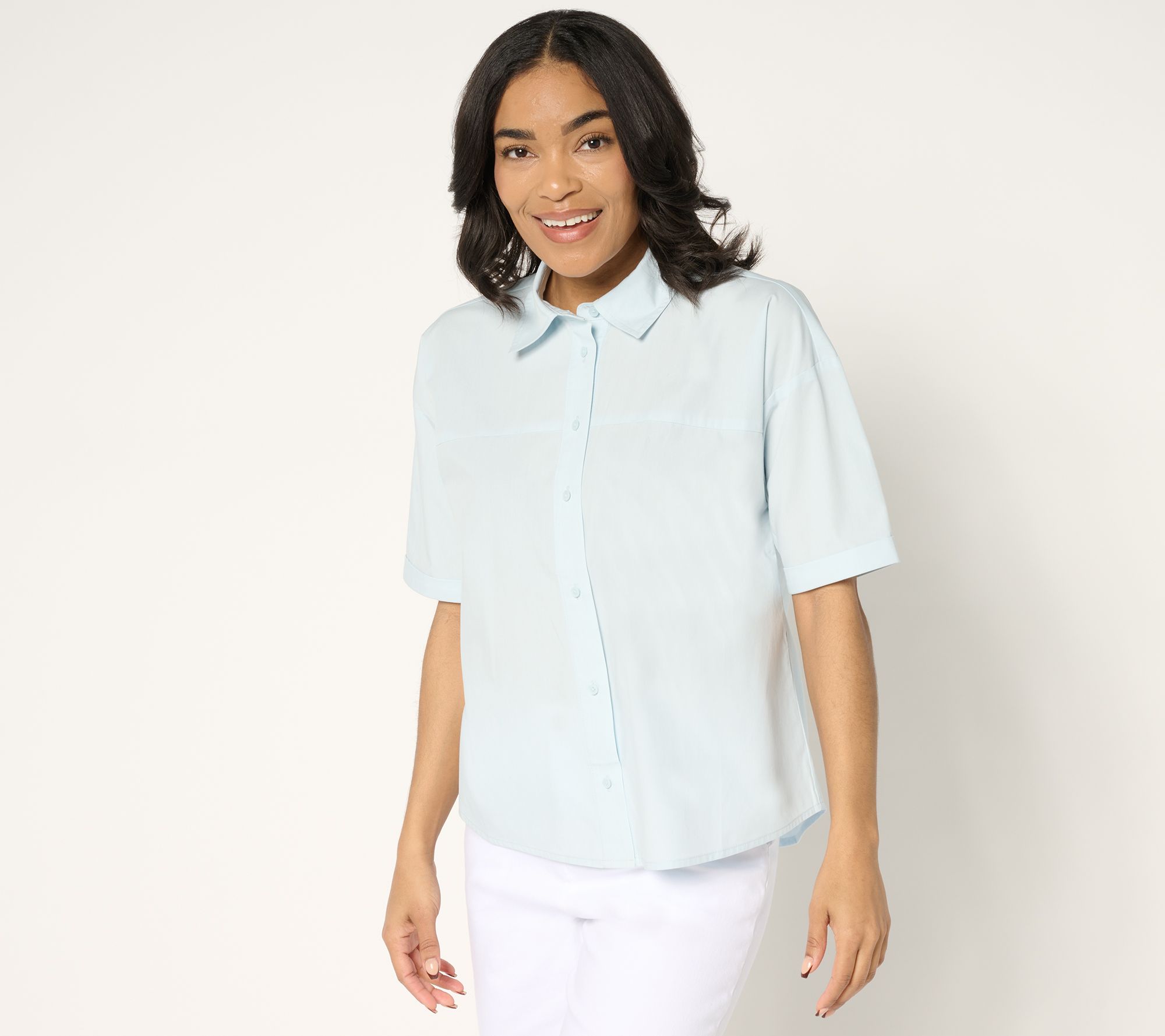 "As Is" Attitudes by Renee Button Front Shirt w/ Knot Detail