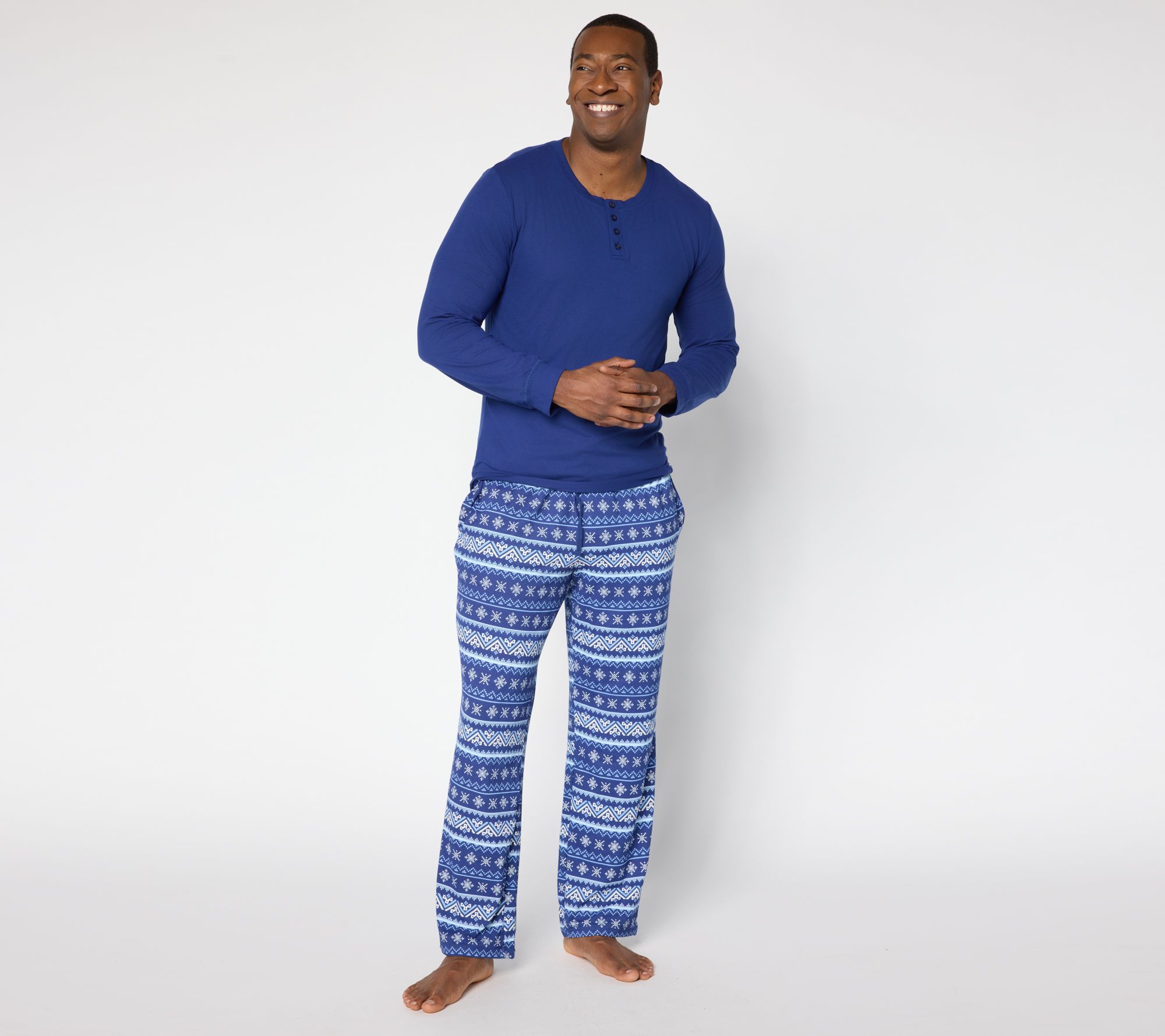 MUK LUKS Men's Henley Printed Pajama Set