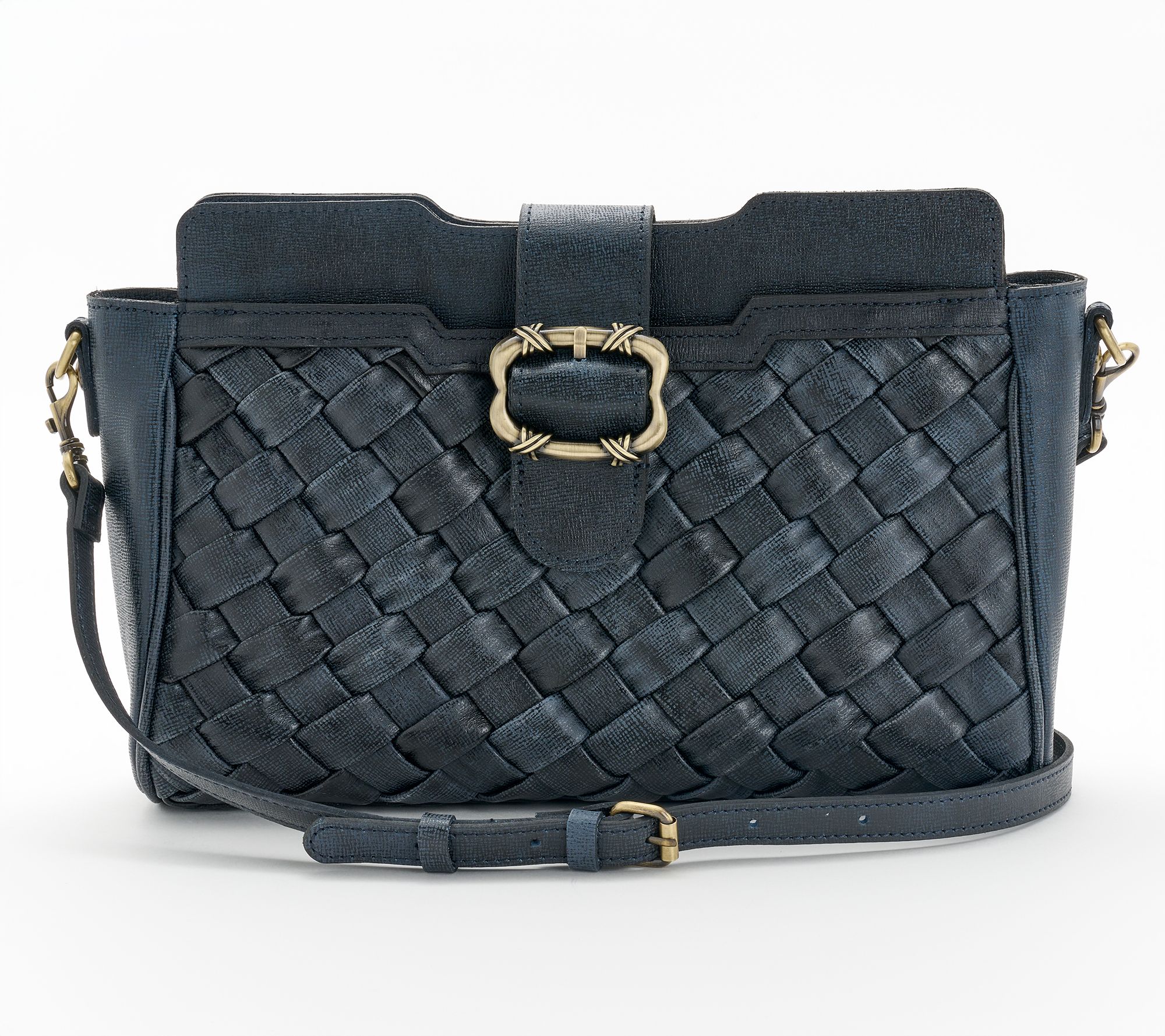 "As Is" Patricia Nash Woven Leather Vernetta Buckle Tote