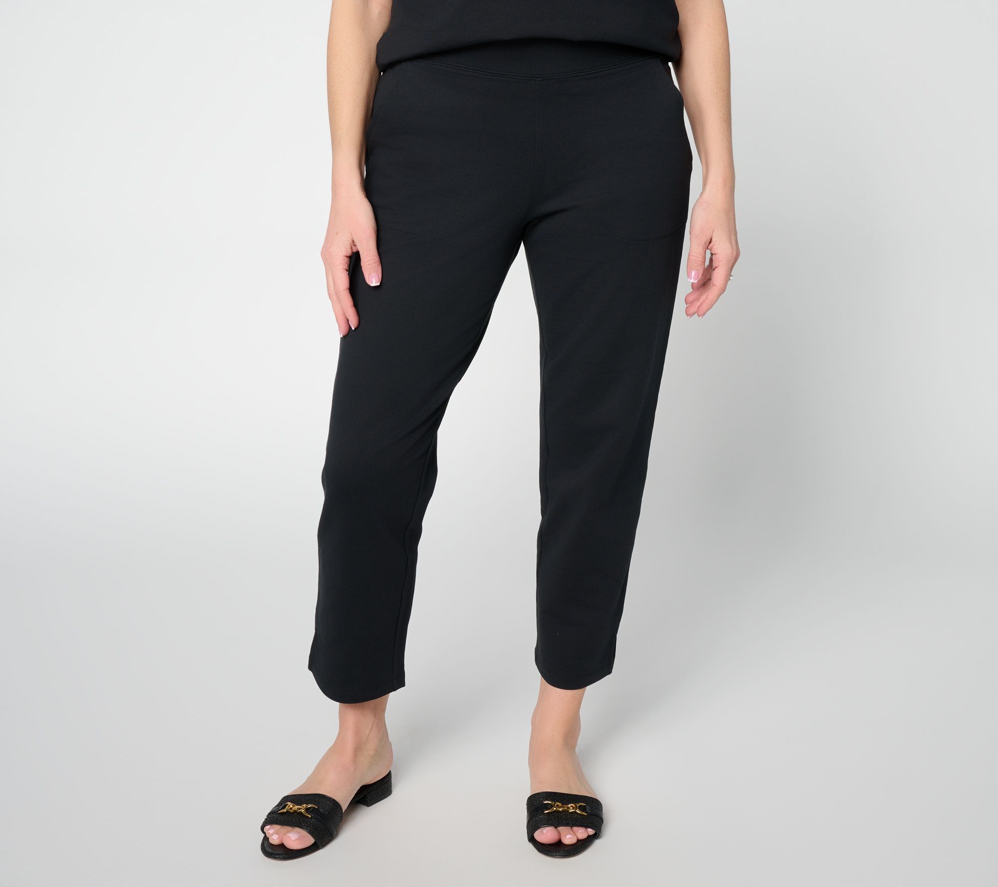 Denim & Co. Tall EasyWear French Terry Straight Leg Crop Pants