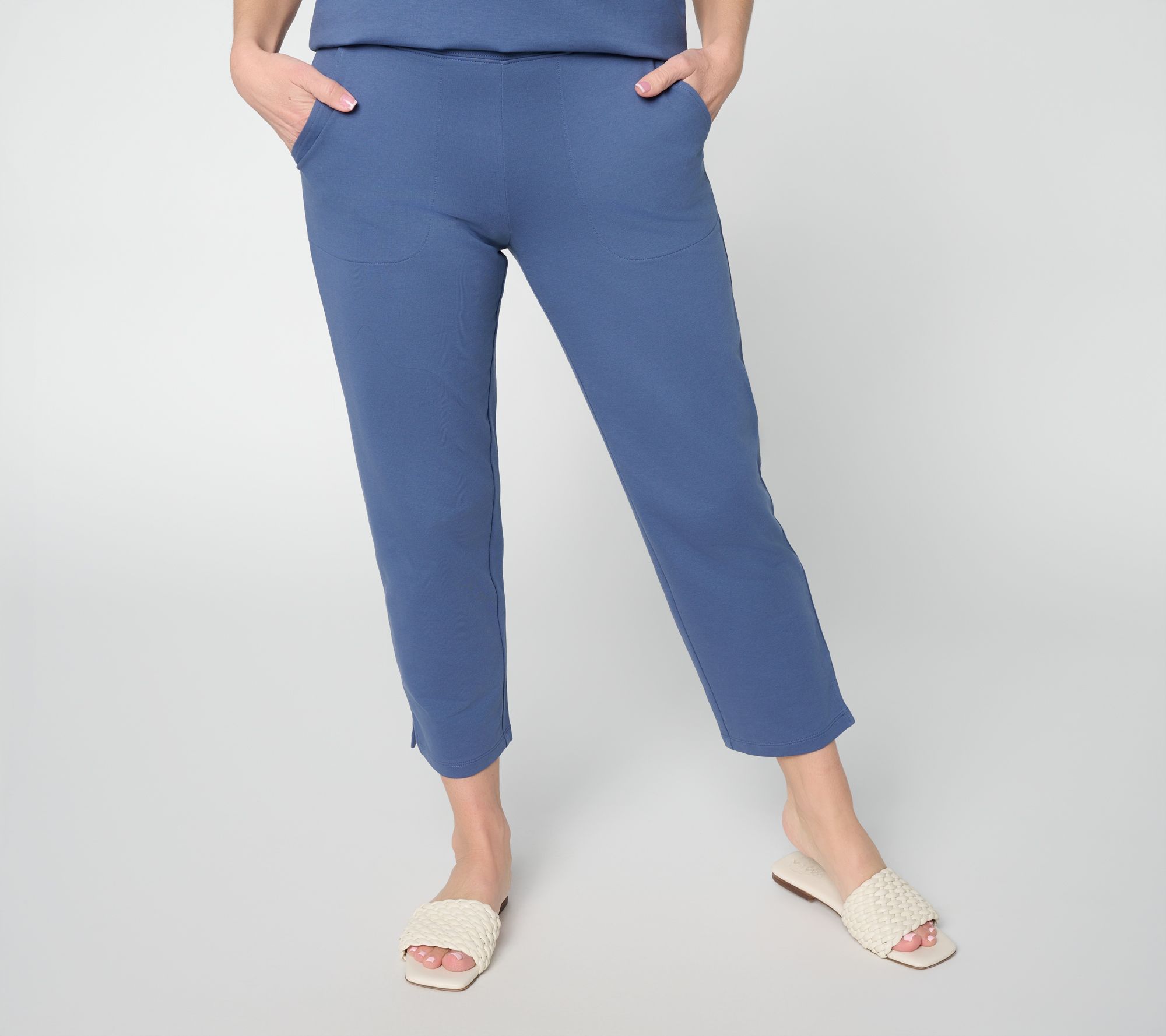 Denim & Co. Tall EasyWear French Terry Straight Leg Crop Pants