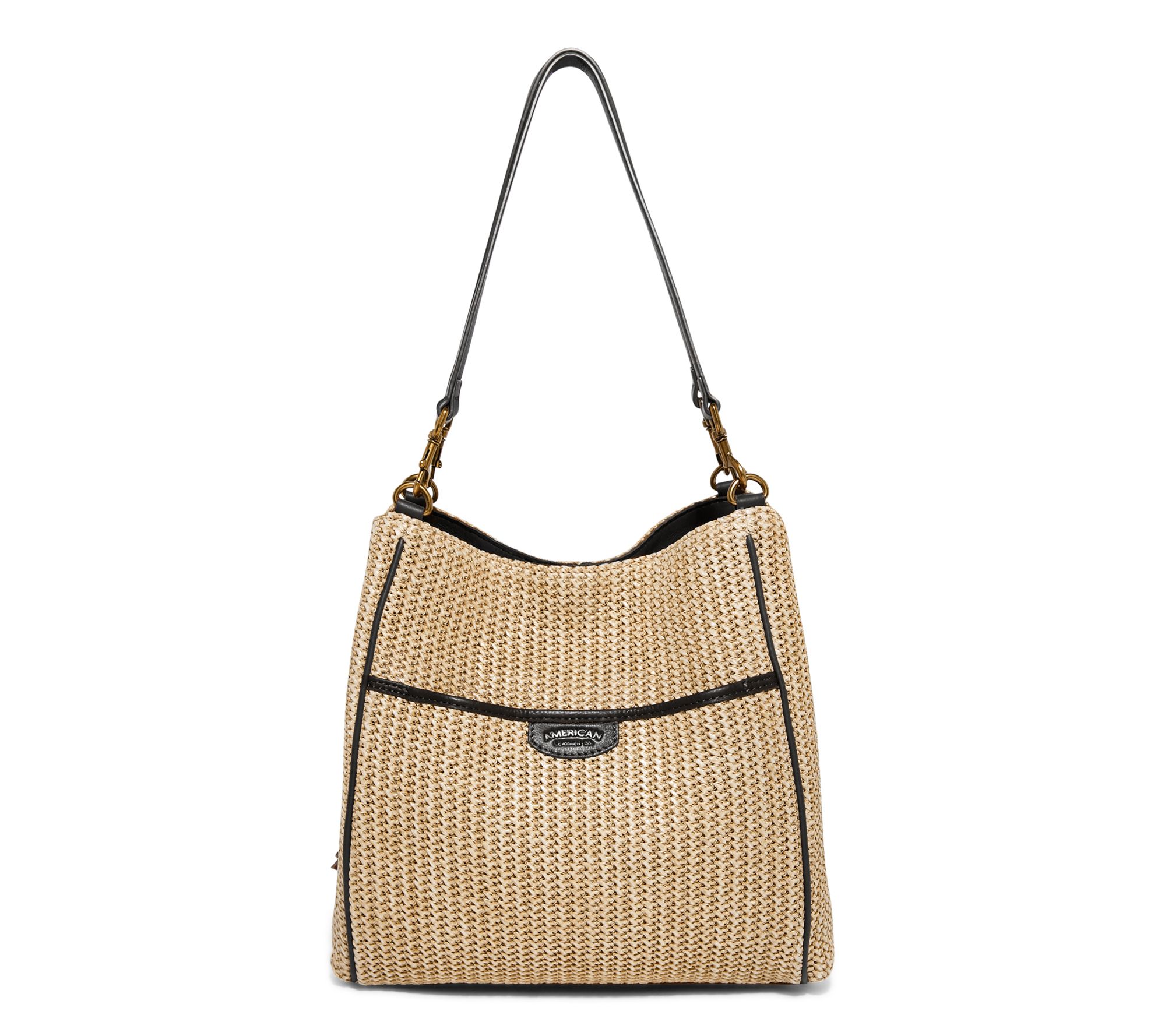 American Leather Co. Austin Triple Entry Raffia Bucket Bag