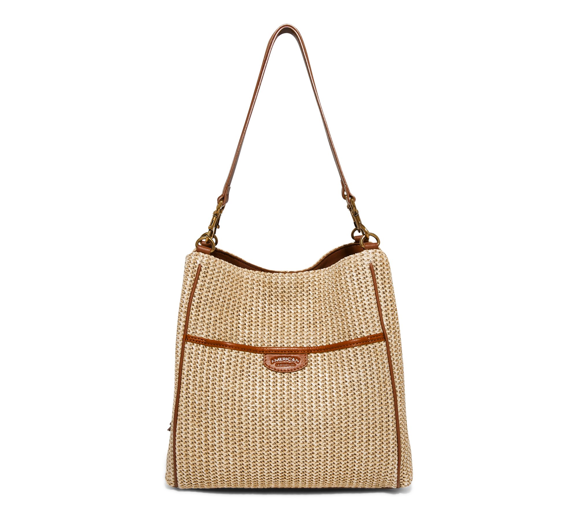 American Leather Co. Austin Triple Entry Raffia Bucket Bag