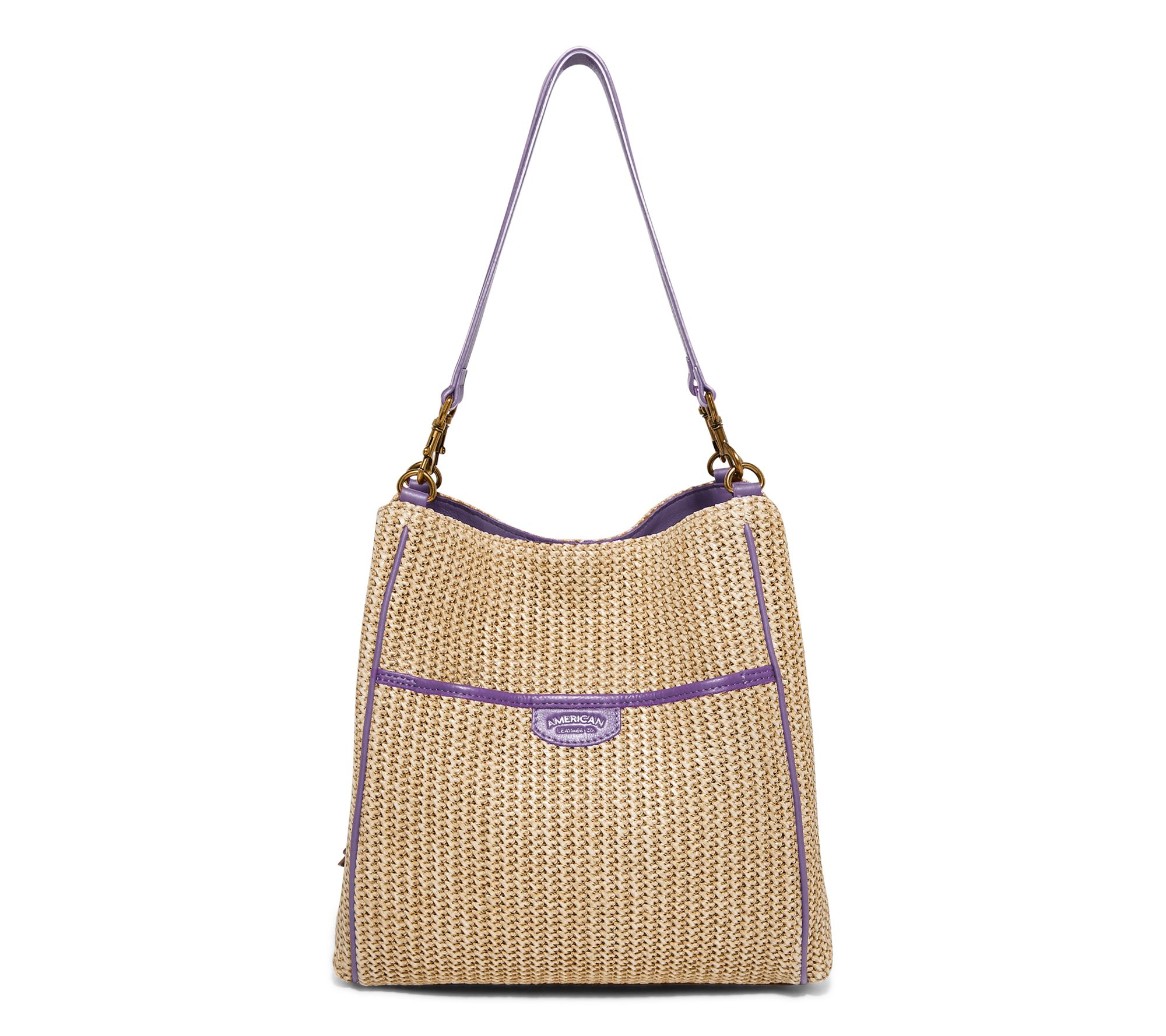 American Leather Co. Austin Triple Entry Raffia Bucket Bag